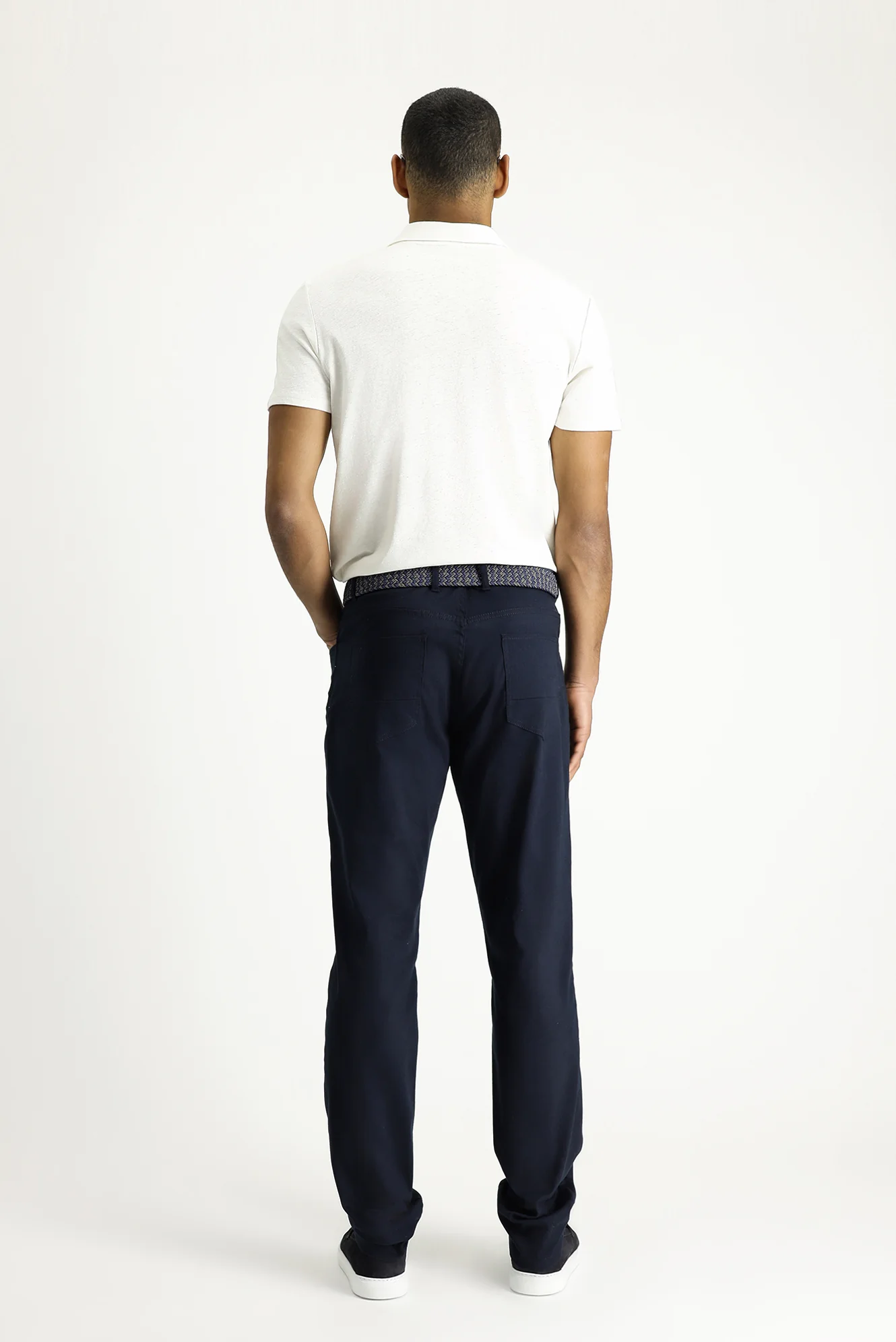 Orta Lacivert Slim Fit Dar Kesim Denim Look Likralı Pantolon - Image 3