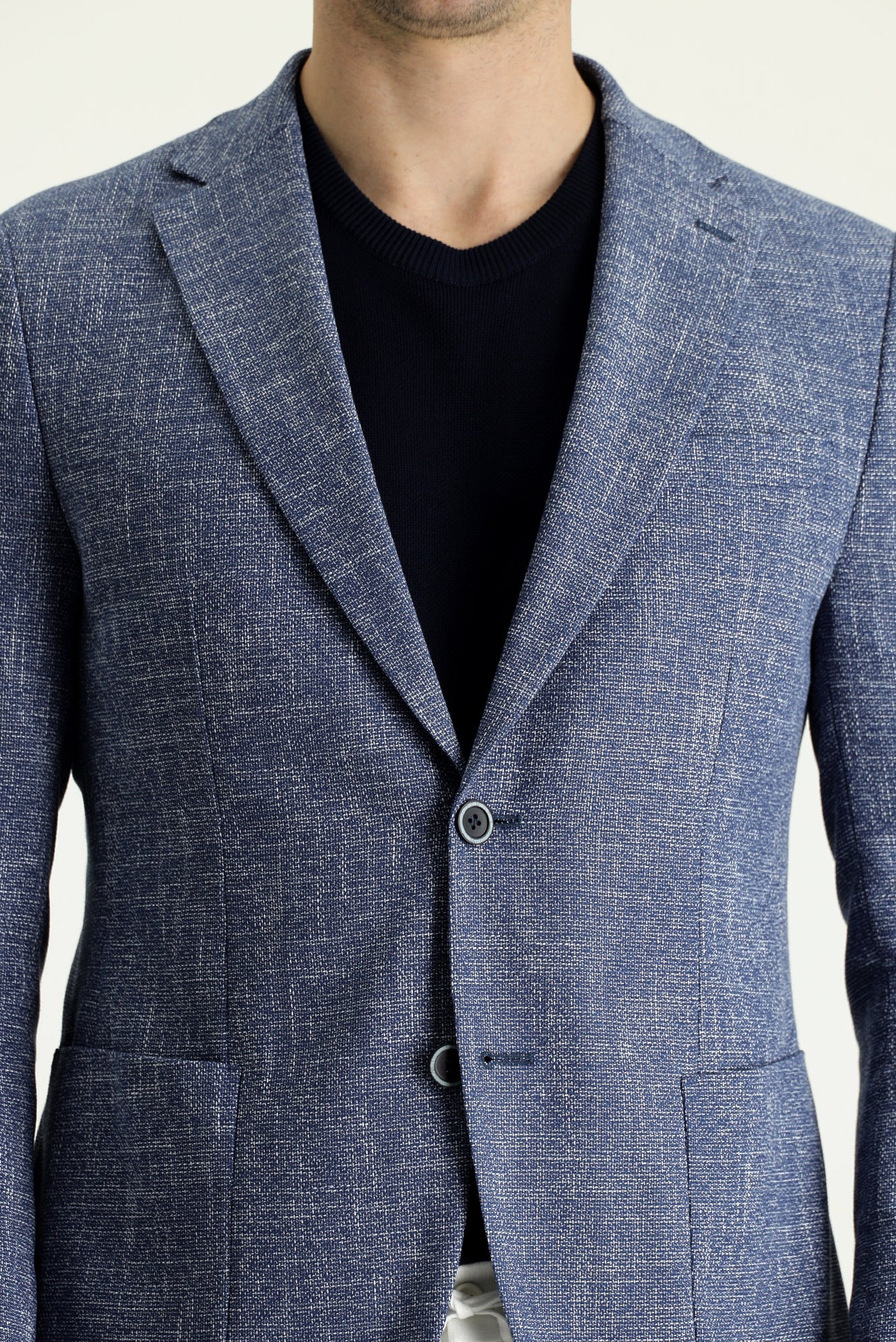 Orta Lacivert 7 Drop Slim Fit Dar Kesim Desenli Spor Ceket - Image 4