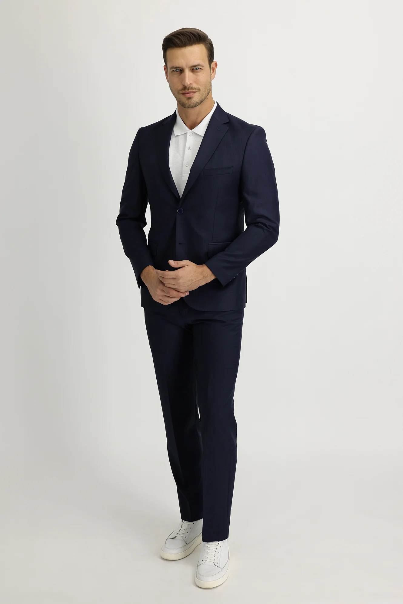 Orta Lacivert 7 Drop Slim Fit Dar Kesim Desenli Takım Elbise - Image 2