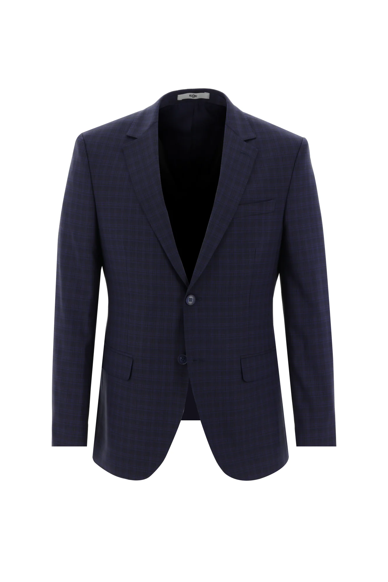 Orta Lacivert 7 Drop Slim Fit Dar Kesim Ekose Takım Elbise - Image 2