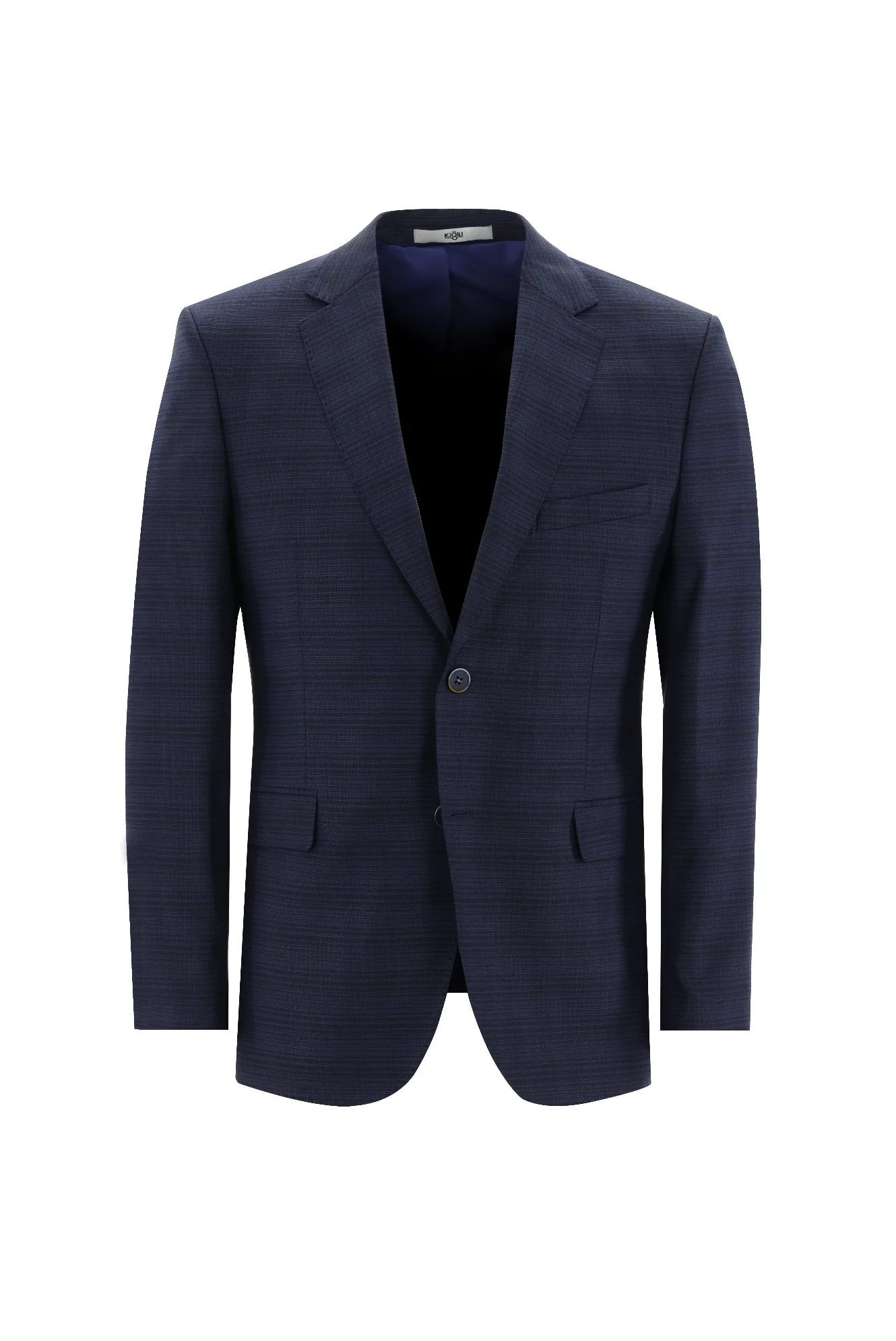 Orta Lacivert 7 Drop Slim Fit Dar Kesim Ekose Takım Elbise - Image 2