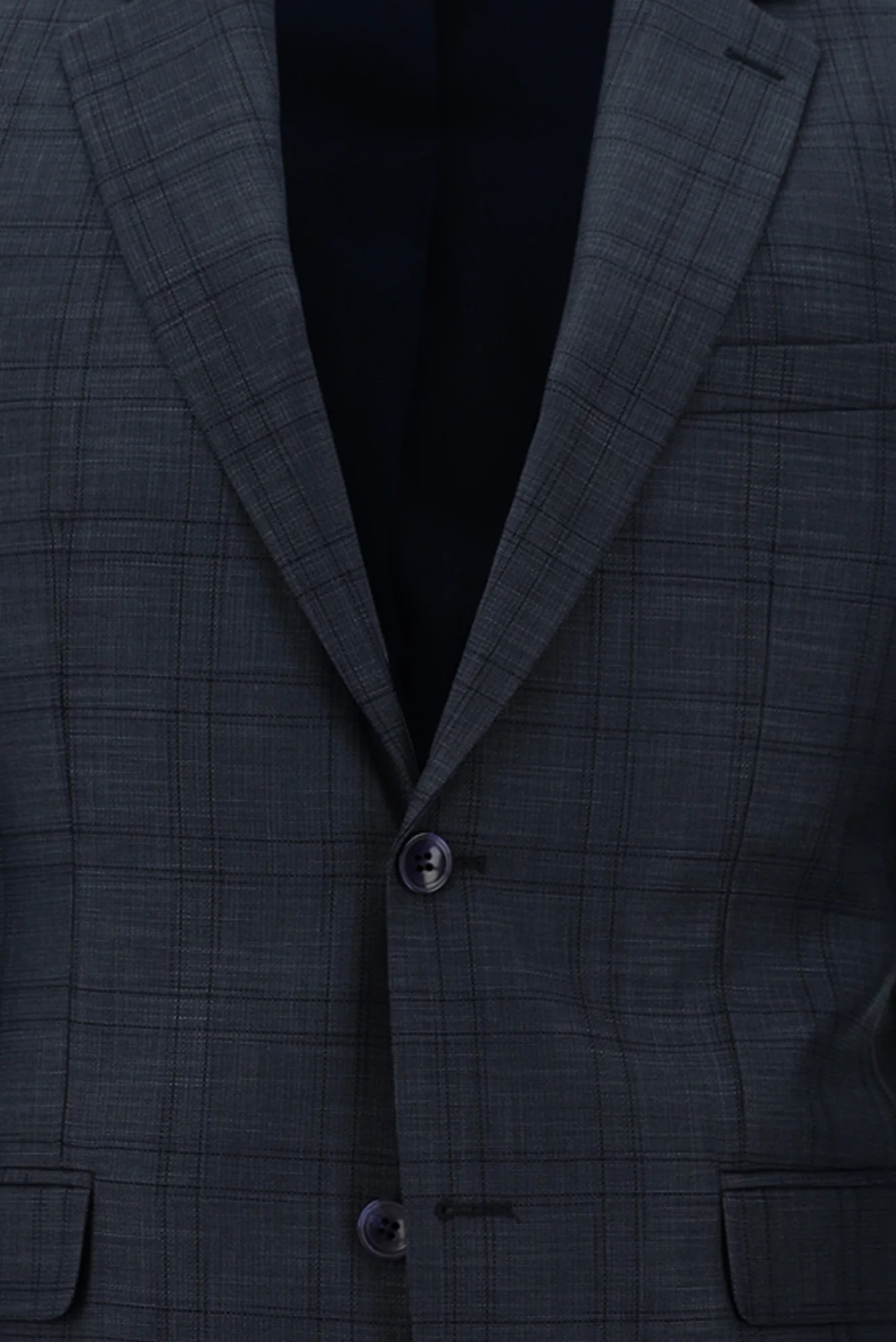 Orta Lacivert 7 Drop Slim Fit Dar Kesim Ekose Takım Elbise - Image 4