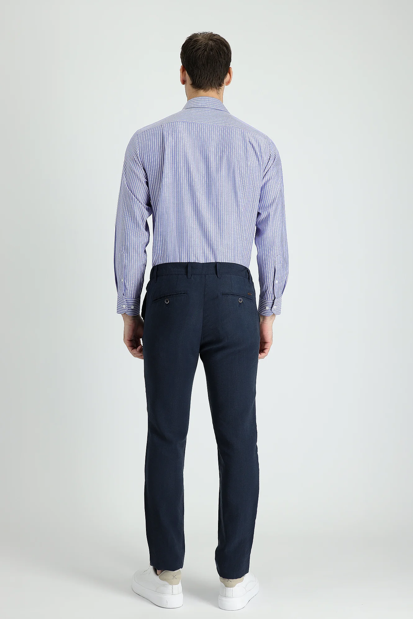 Orta Lacivert Slim Fit Dar Kesim Kanvas / Chino Pantolon - Image 3