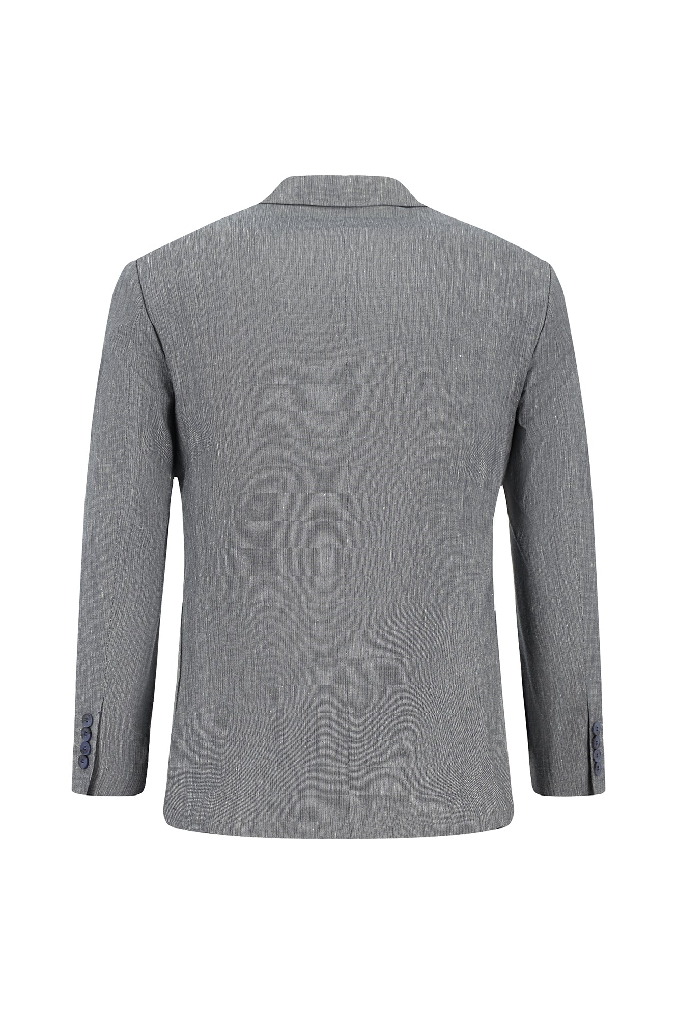 Orta Lacivert 7 Drop Slim Fit Dar Kesim Keten Karışımlı Beli Lastikli İpli Takım Elbise - Image 3