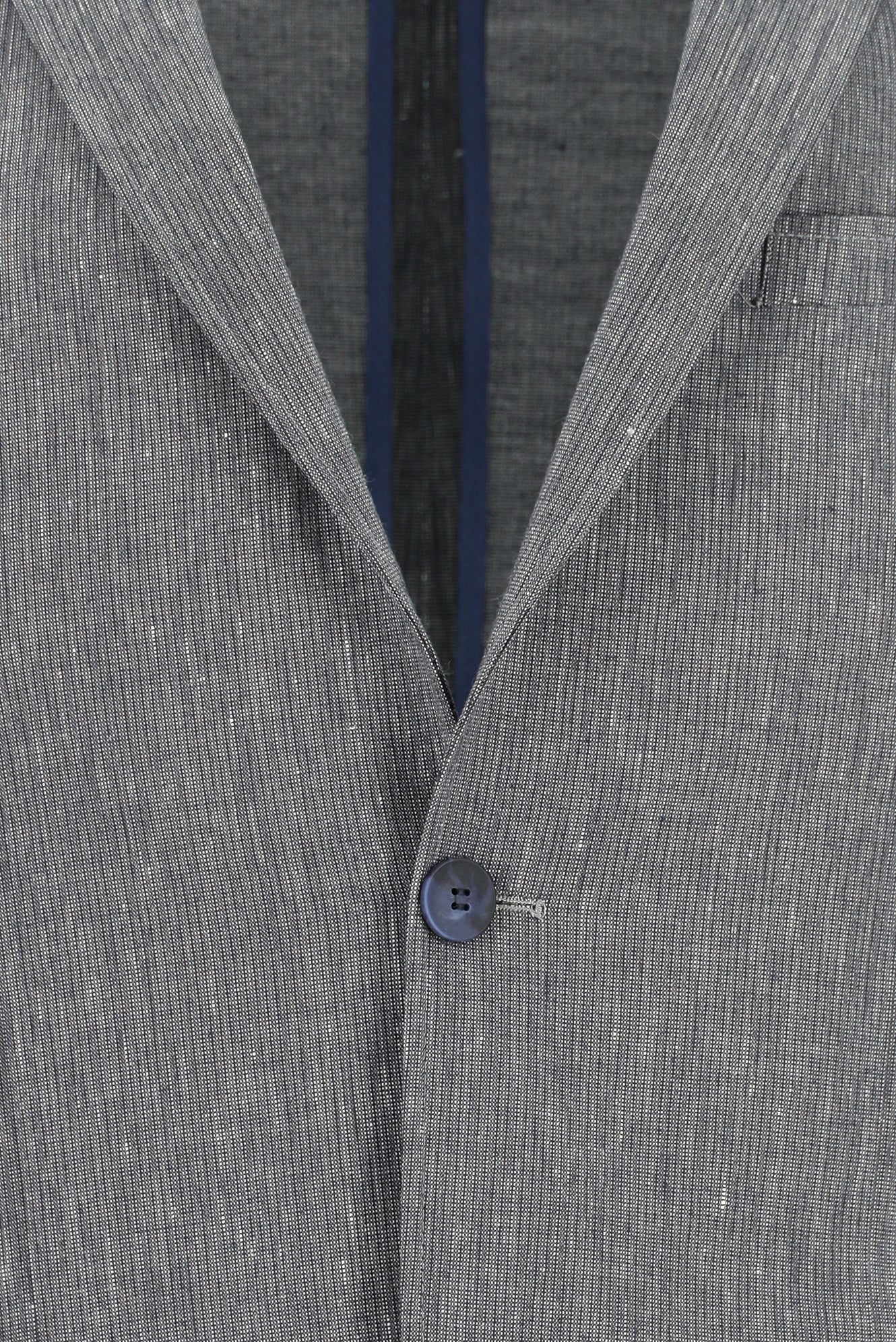 Orta Lacivert 7 Drop Slim Fit Dar Kesim Keten Karışımlı Beli Lastikli İpli Takım Elbise - Image 4
