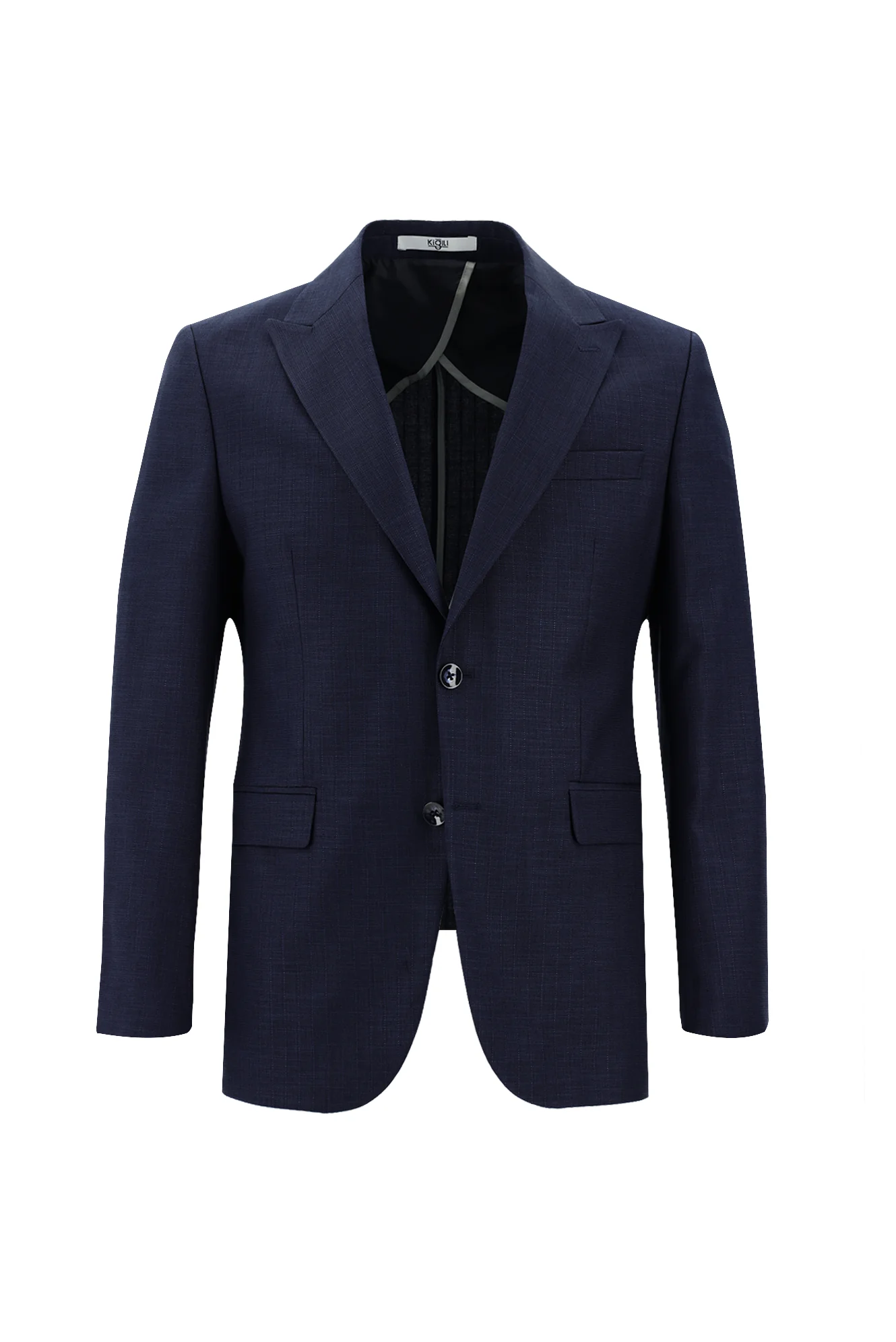 Orta Lacivert 7 Drop Slim Fit Dar Kesim Çizgili Takım Elbise - Image 2