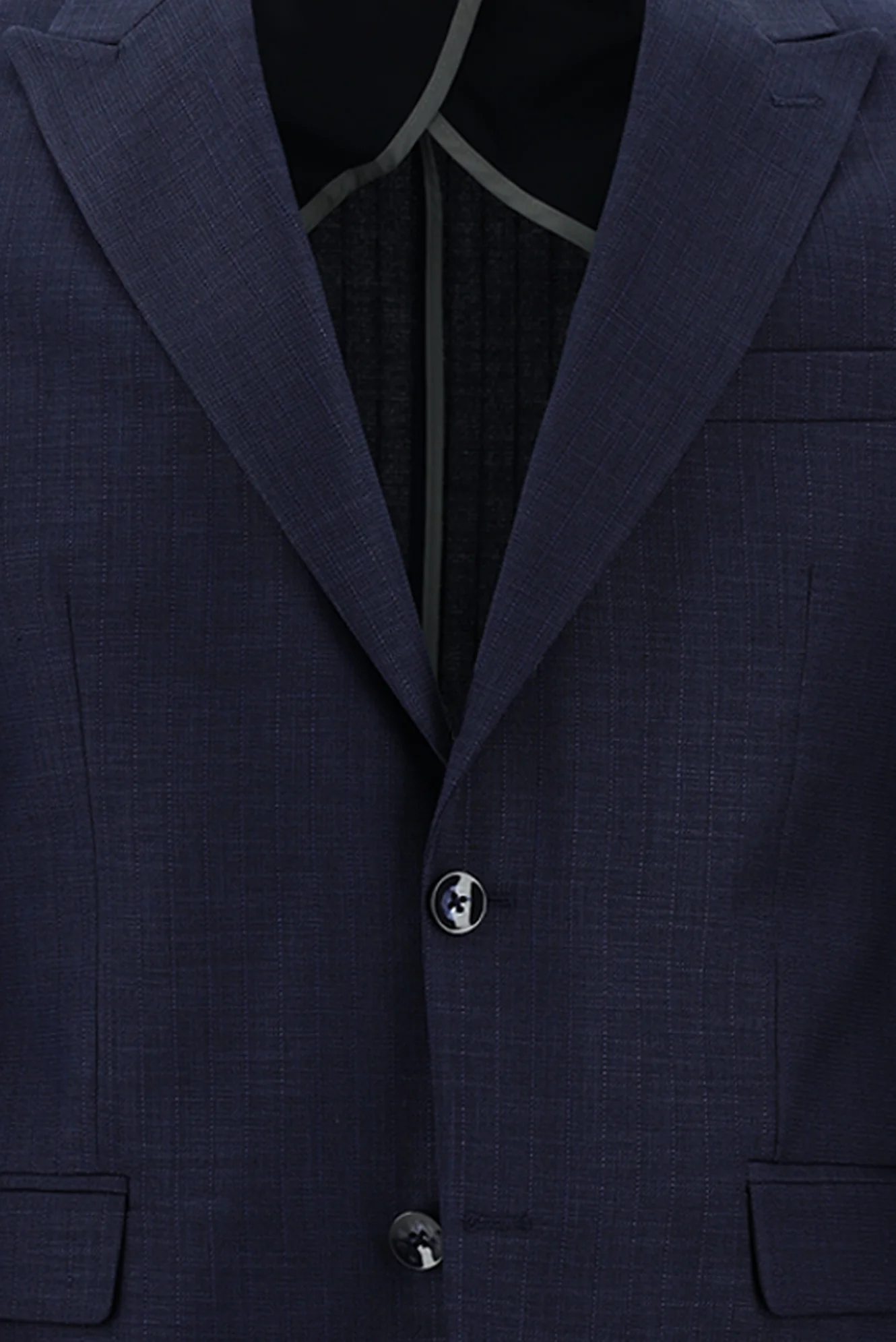 Orta Lacivert 7 Drop Slim Fit Dar Kesim Çizgili Takım Elbise - Image 4