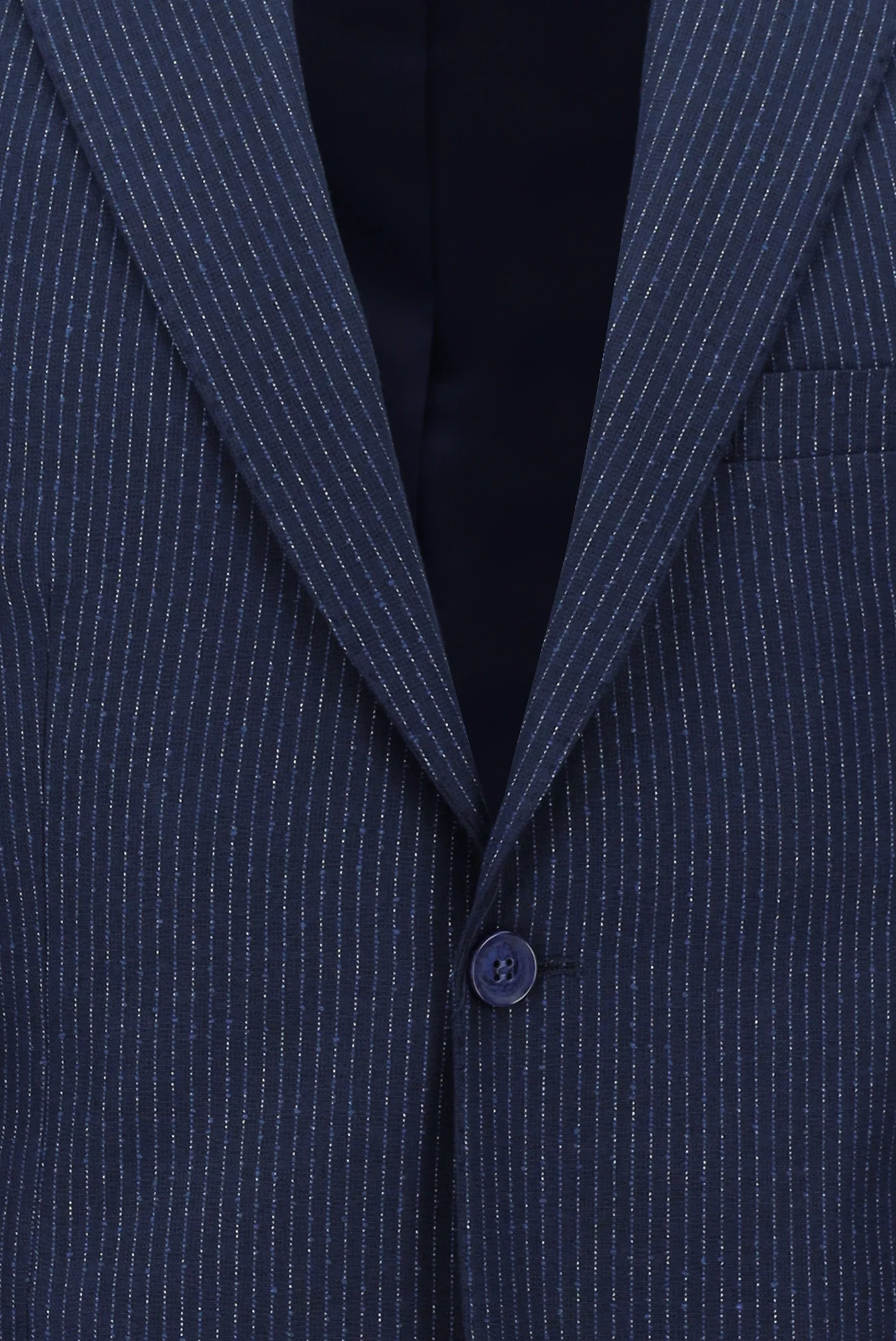 Orta Lacivert 7 Drop Slim Fit Dar Kesim Çizgili Takım Elbise - Image 4