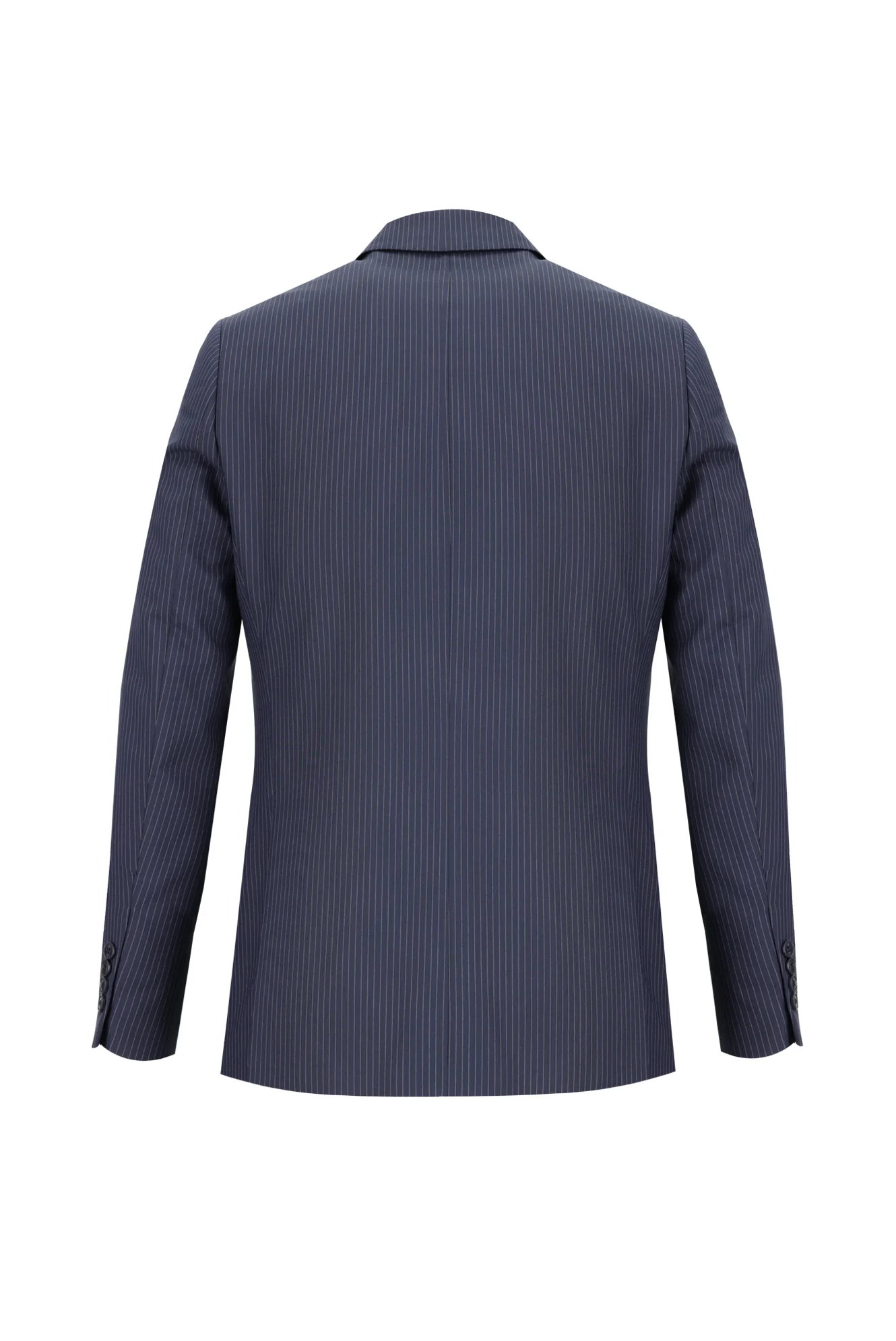 Orta Lacivert 7 Drop Slim Fit Dar Kesim Çizgili Takım Elbise - Image 3