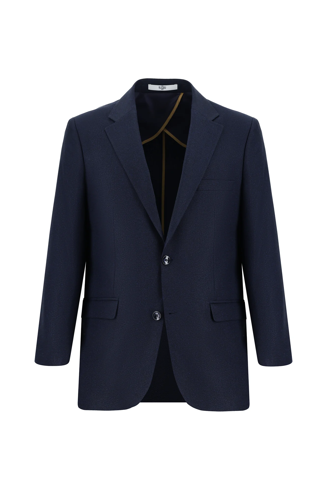 Orta Lacivert 7 Drop Slim Fit Dar Kesim Klasik Desenli Ceket