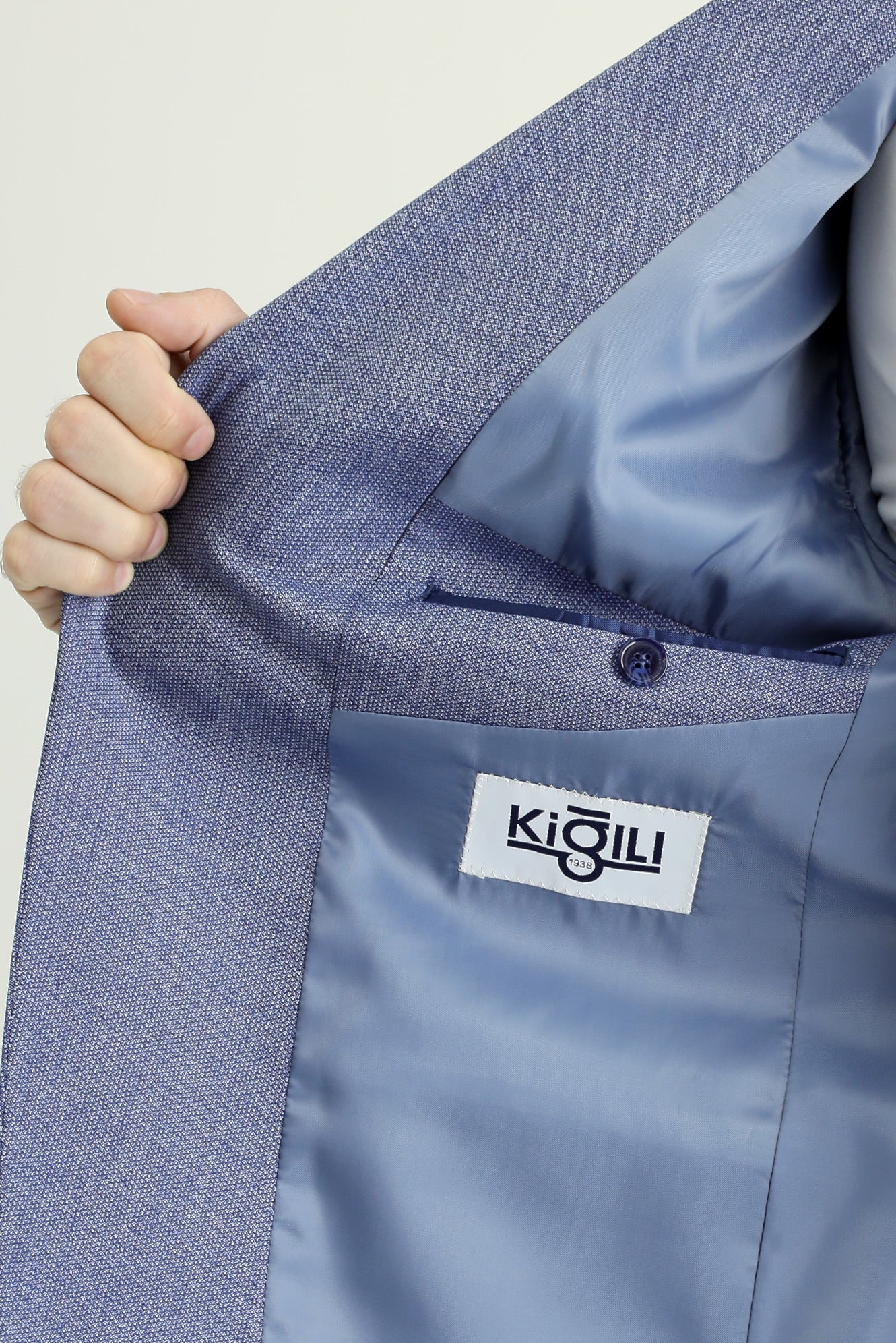 Orta Lacivert 7 Drop Slim Fit Dar Kesim Klasik Desenli Ceket - Image 6
