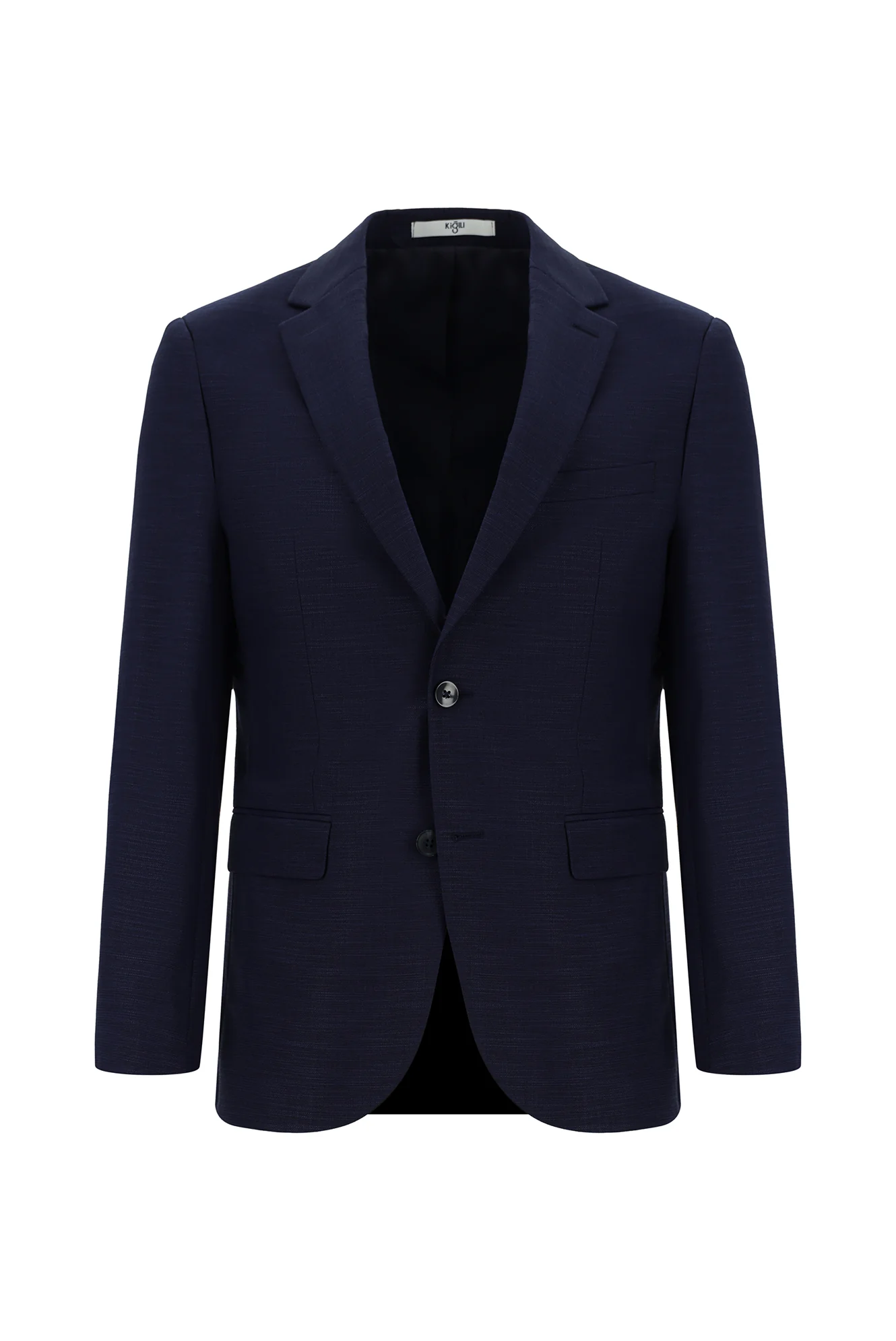 Orta Lacivert 7 Drop Slim Fit Dar Kesim Desenli Takım Elbise - Image 2