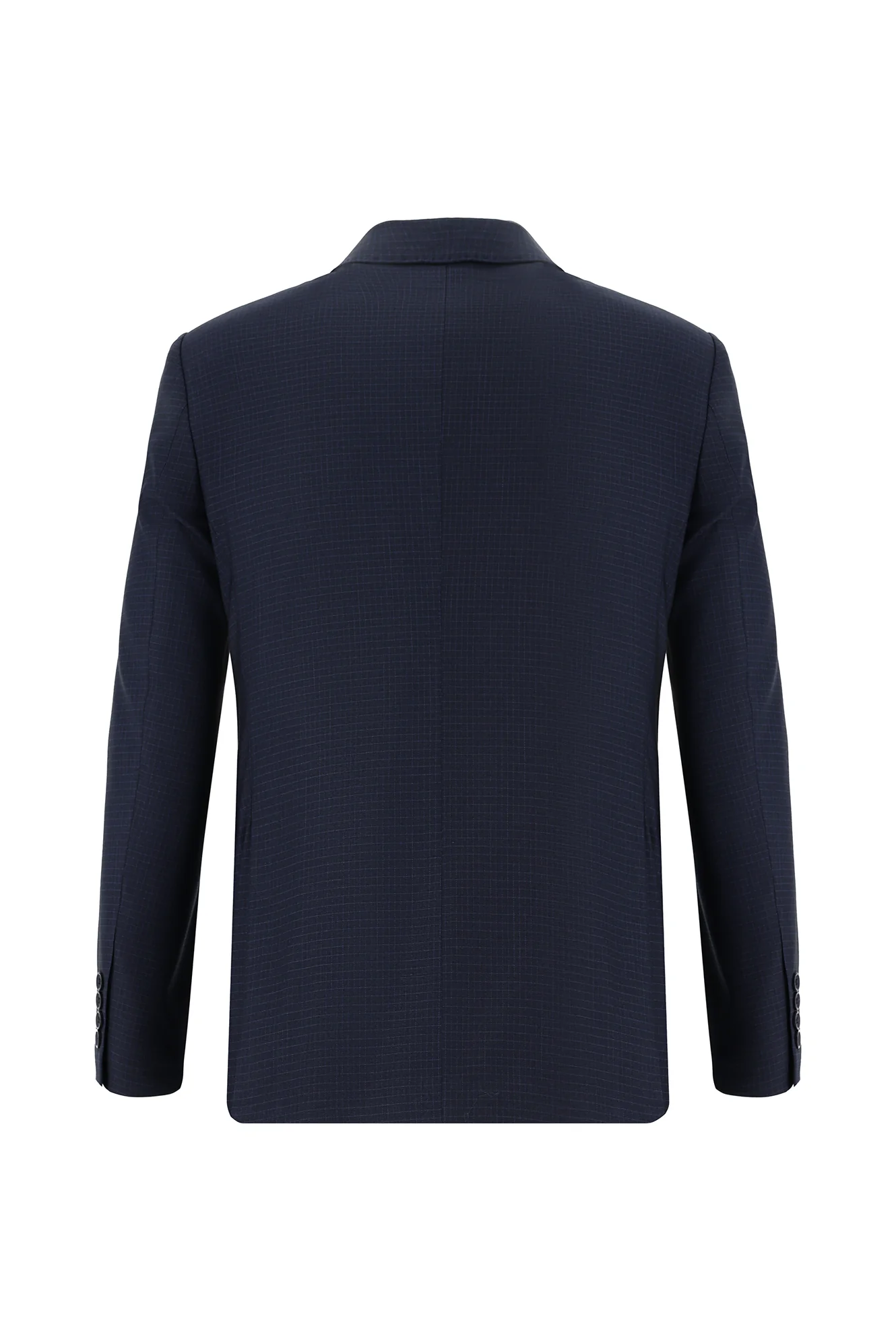 Orta Lacivert 7 Drop Slim Fit Dar Kesim Ekose Takım Elbise - Image 3