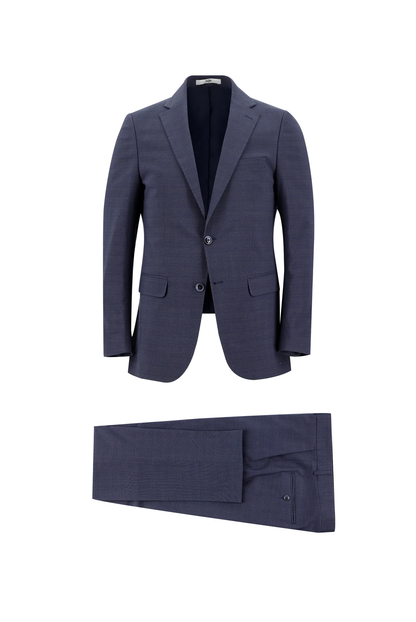 Orta Lacivert 7 Drop Slim Fit Dar Kesim Kuşgözü Takım Elbise