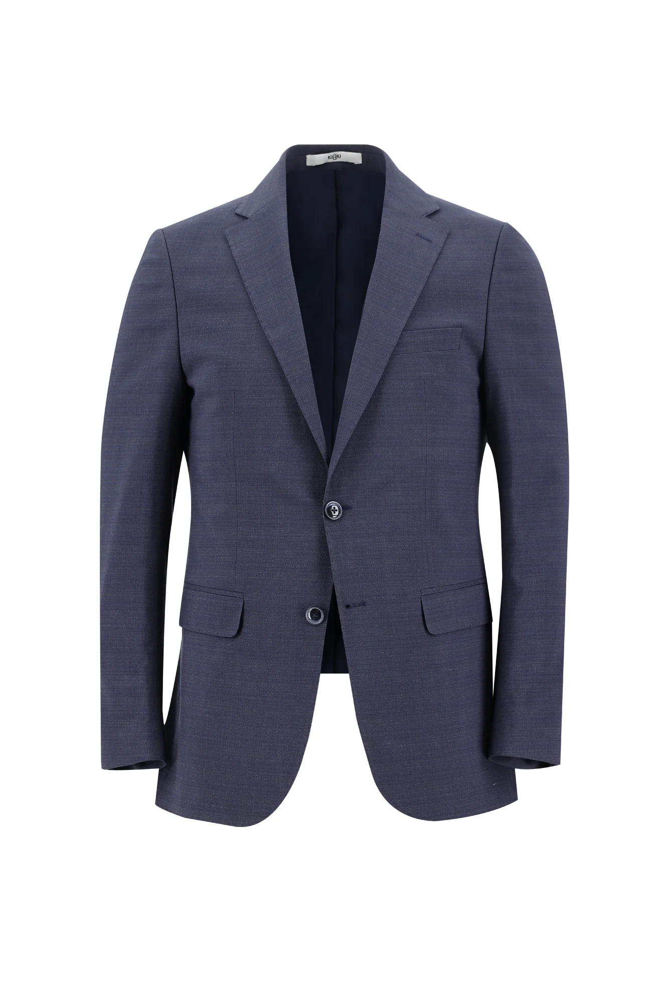 Orta Lacivert 7 Drop Slim Fit Dar Kesim Kuşgözü Takım Elbise - Image 2