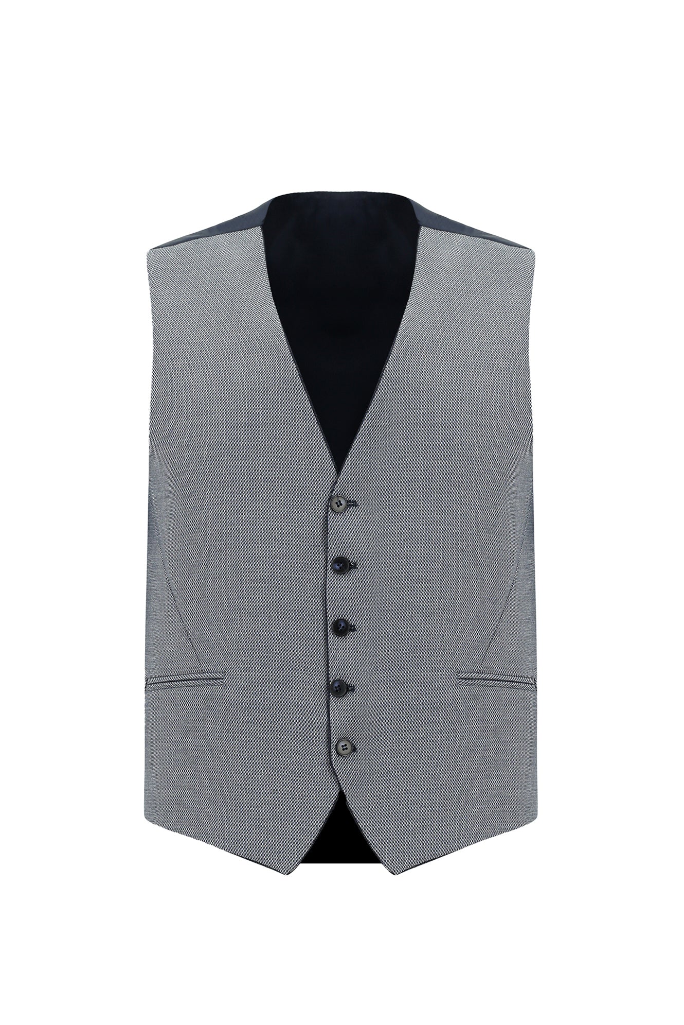 Orta Lacivert 7 Drop Slim Fit Dar Kesim Kombinli Yelekli Takım Elbise - Image 4