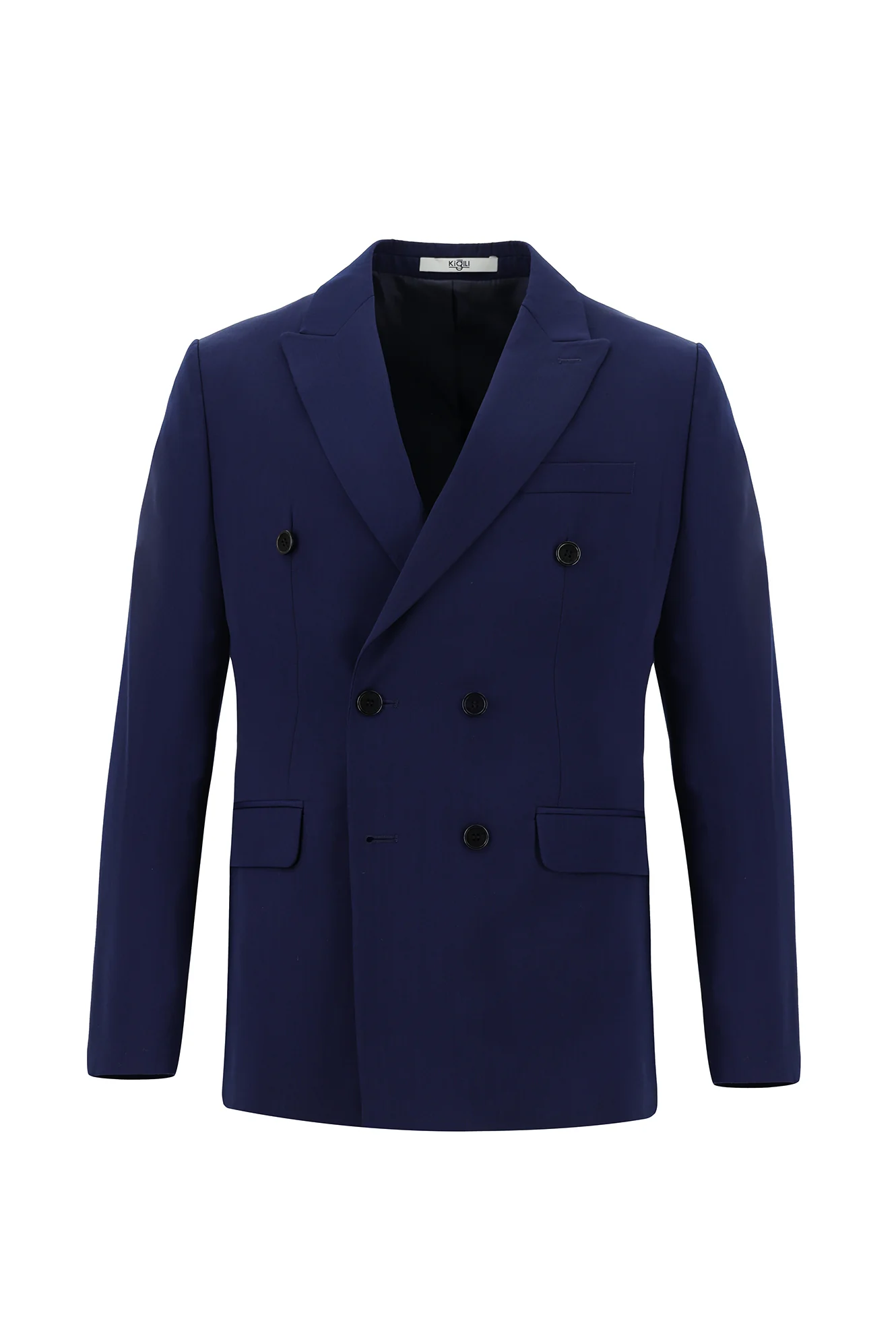 Orta Lacivert 7 Drop Slim Fit Dar Kesim Kruvaze Takım Elbise - Image 2