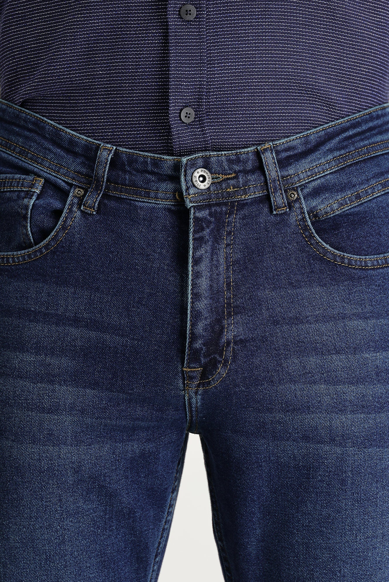Orta Lacivert Slim Fit Dar Kesim Likralı Denim Pantolon - Image 3