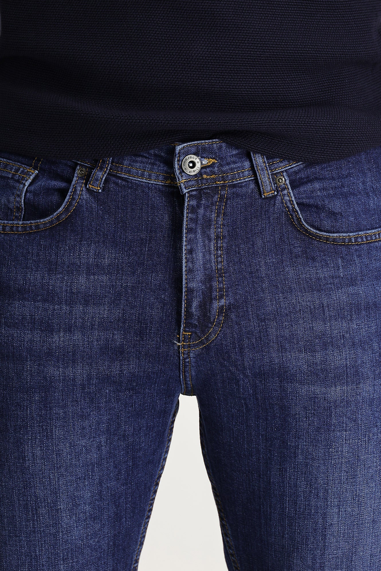 Orta Lacivert Slim Fit Dar Kesim Likralı Denim Pantolon - Image 2