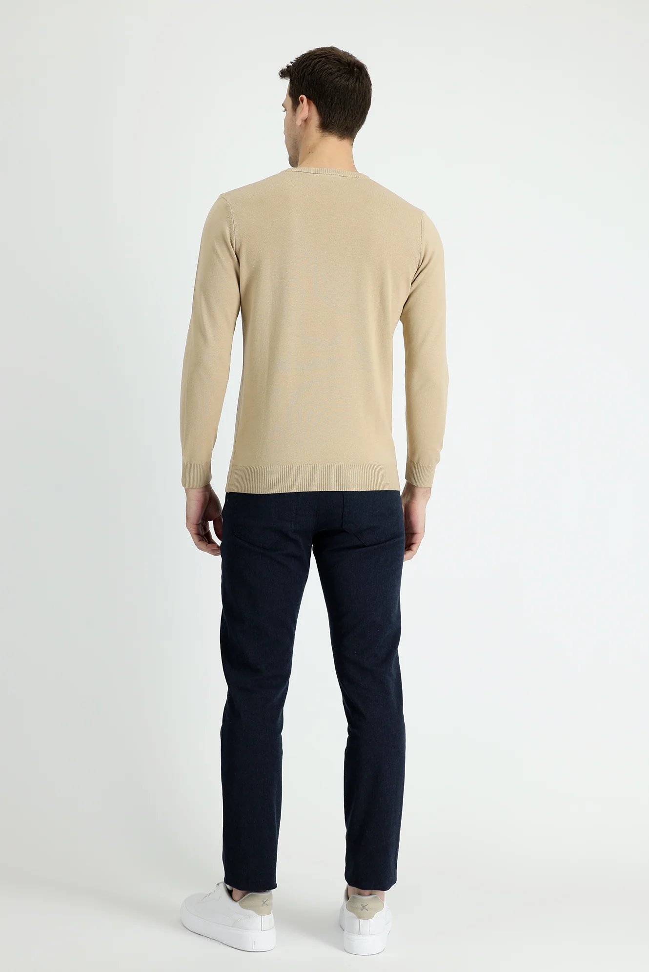 Orta Lacivert Slim Fit Dar Kesim Likralı Kanvas / Chino Pantolon - Image 3