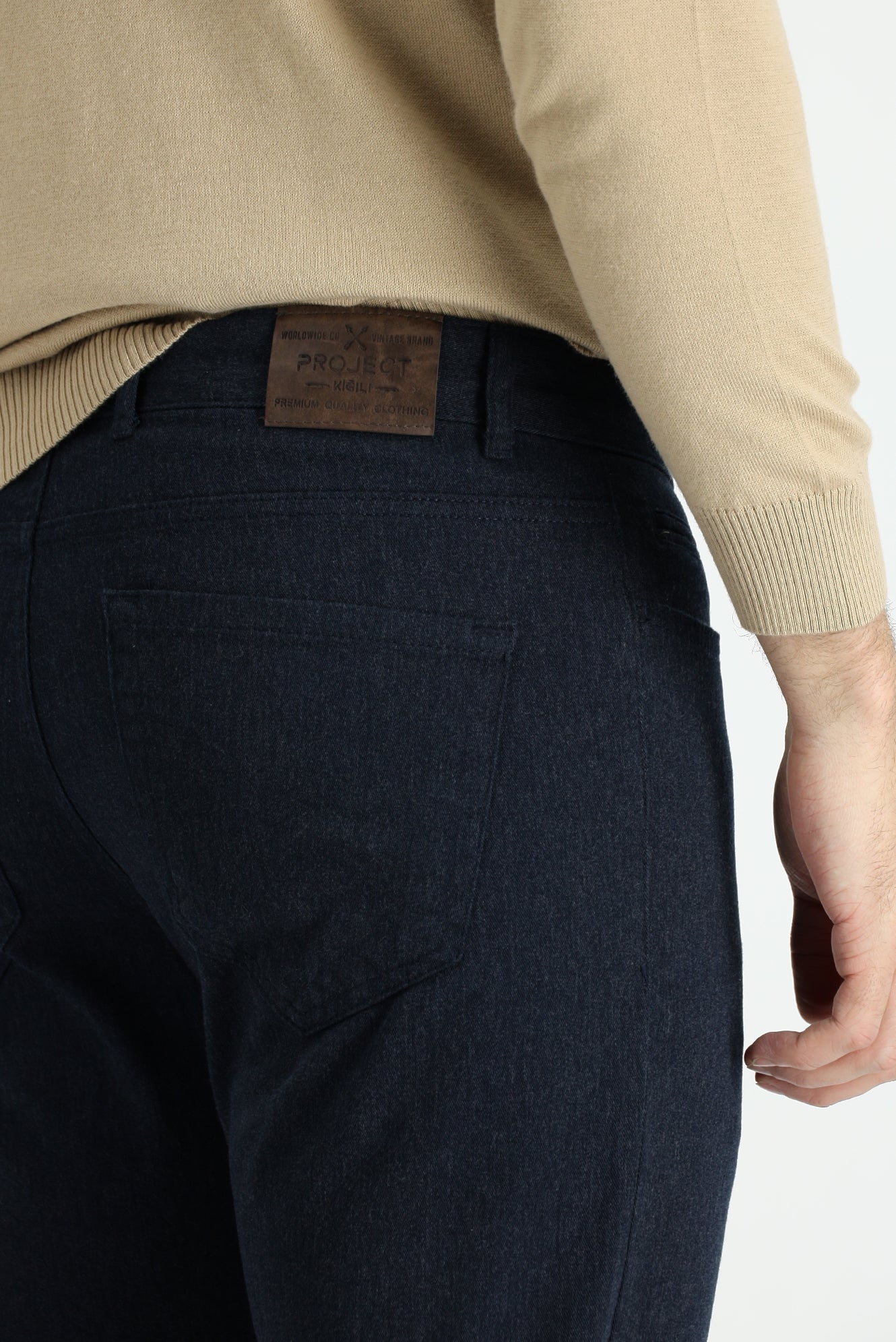 Orta Lacivert Slim Fit Dar Kesim Likralı Kanvas / Chino Pantolon - Image 4