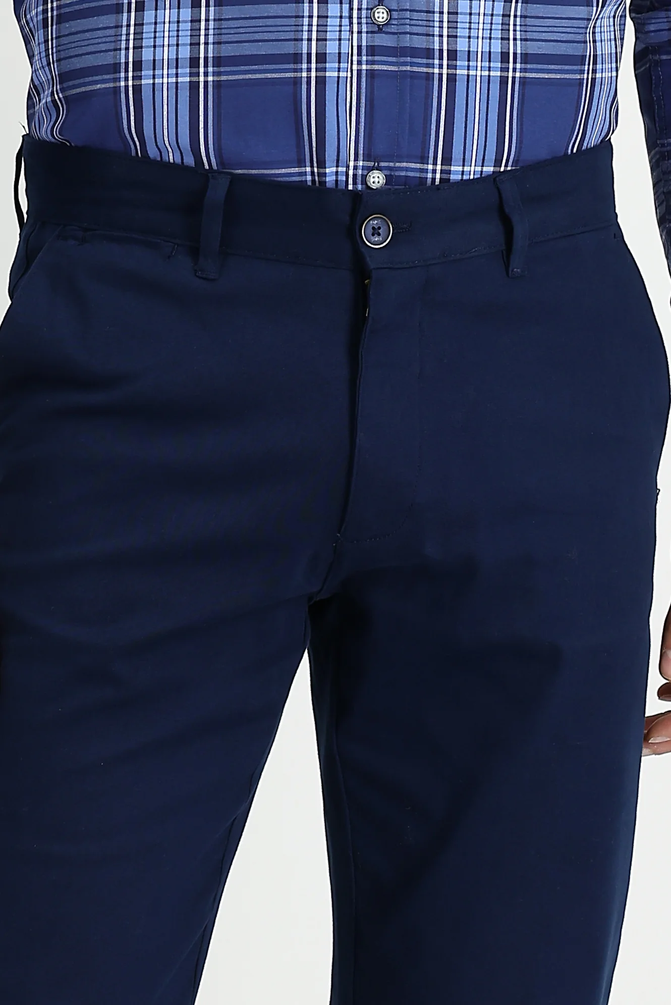 Orta Lacivert Slim Fit Dar Kesim Likralı Kanvas / Chino Pantolon - Image 2