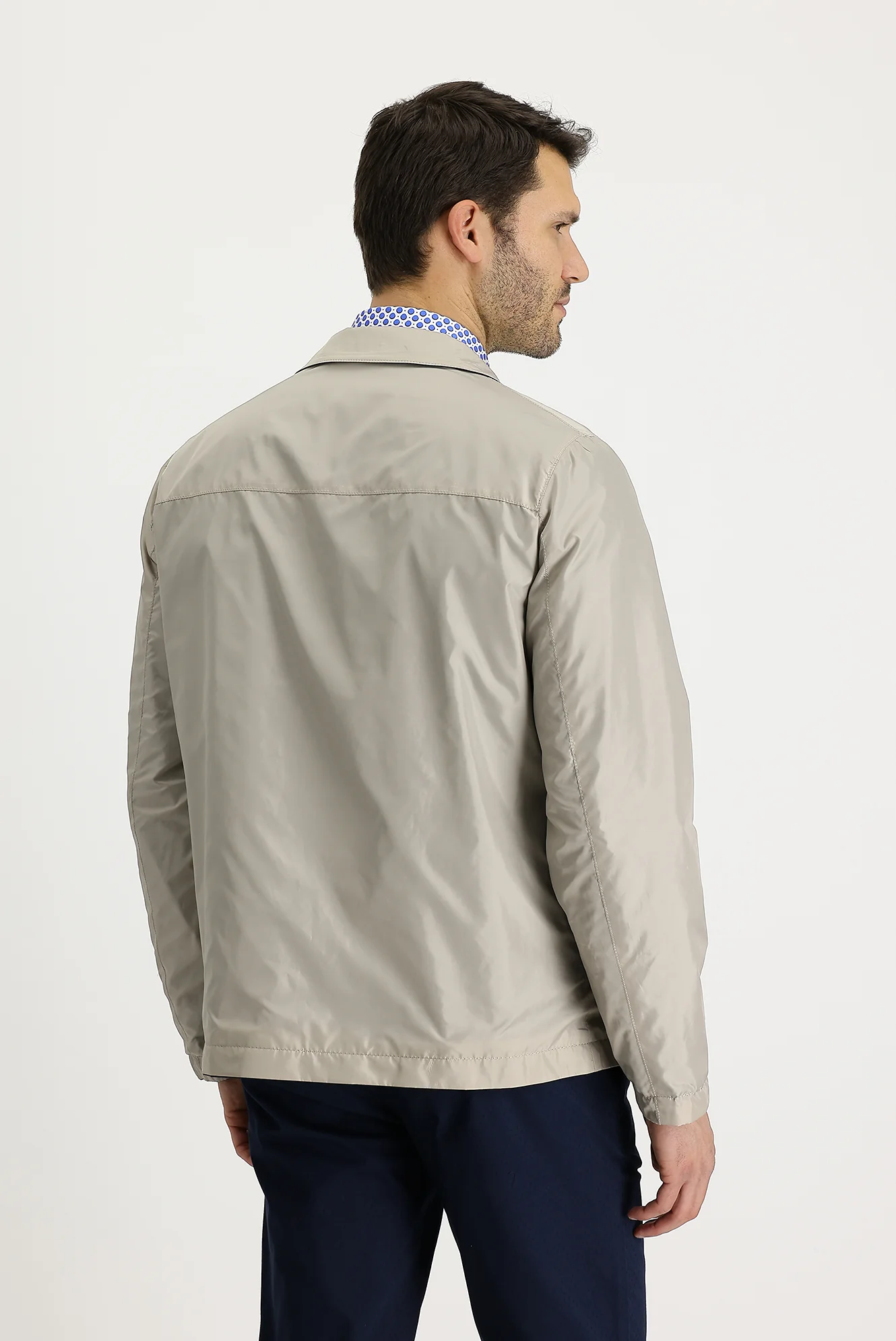 Orta Lacivert Slim Fit Dar Kesim Mevsimlik Çift Taraflı Mont - Image 4