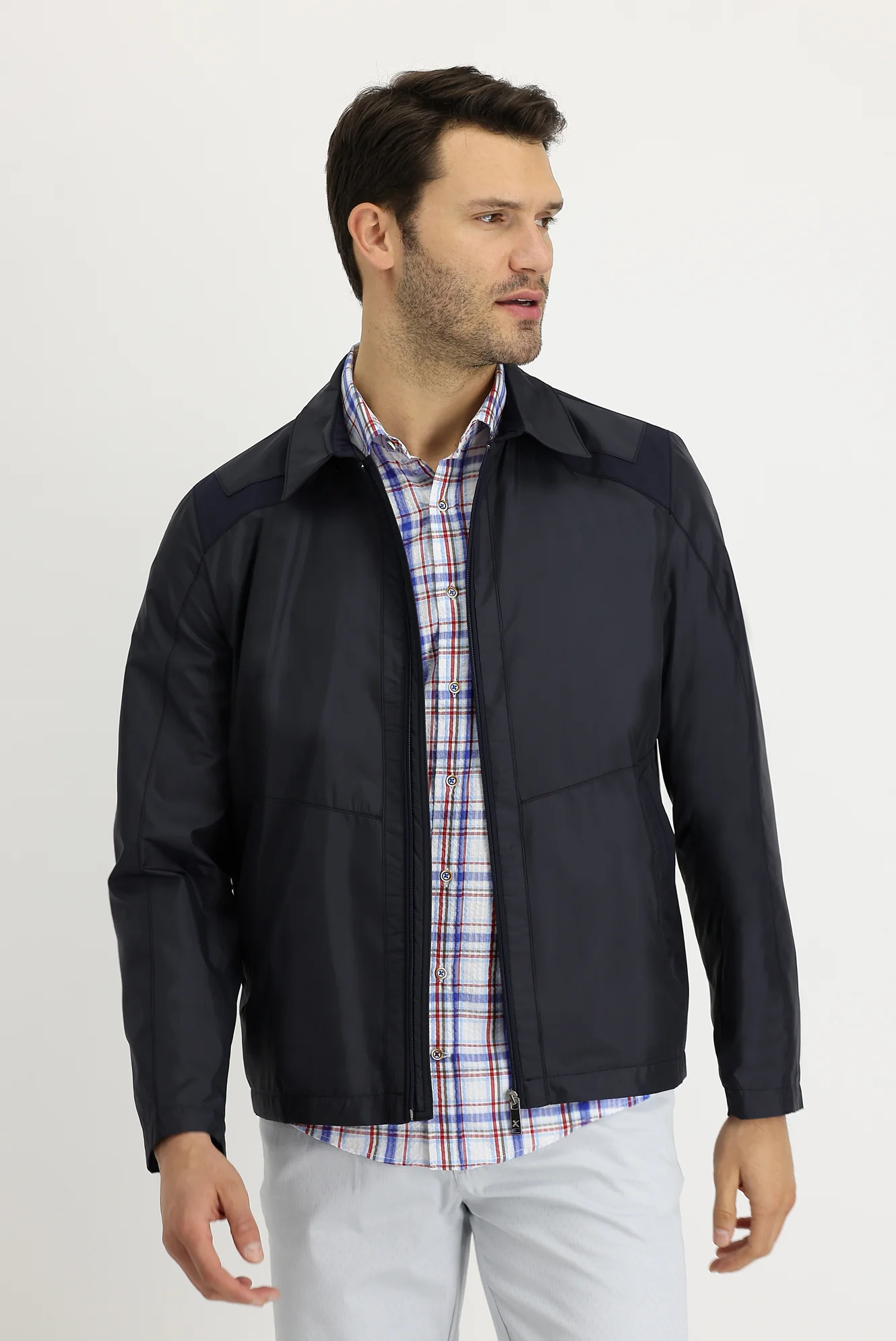 Orta Lacivert Slim Fit Dar Kesim Mevsimlik Spor Mont - Image 2