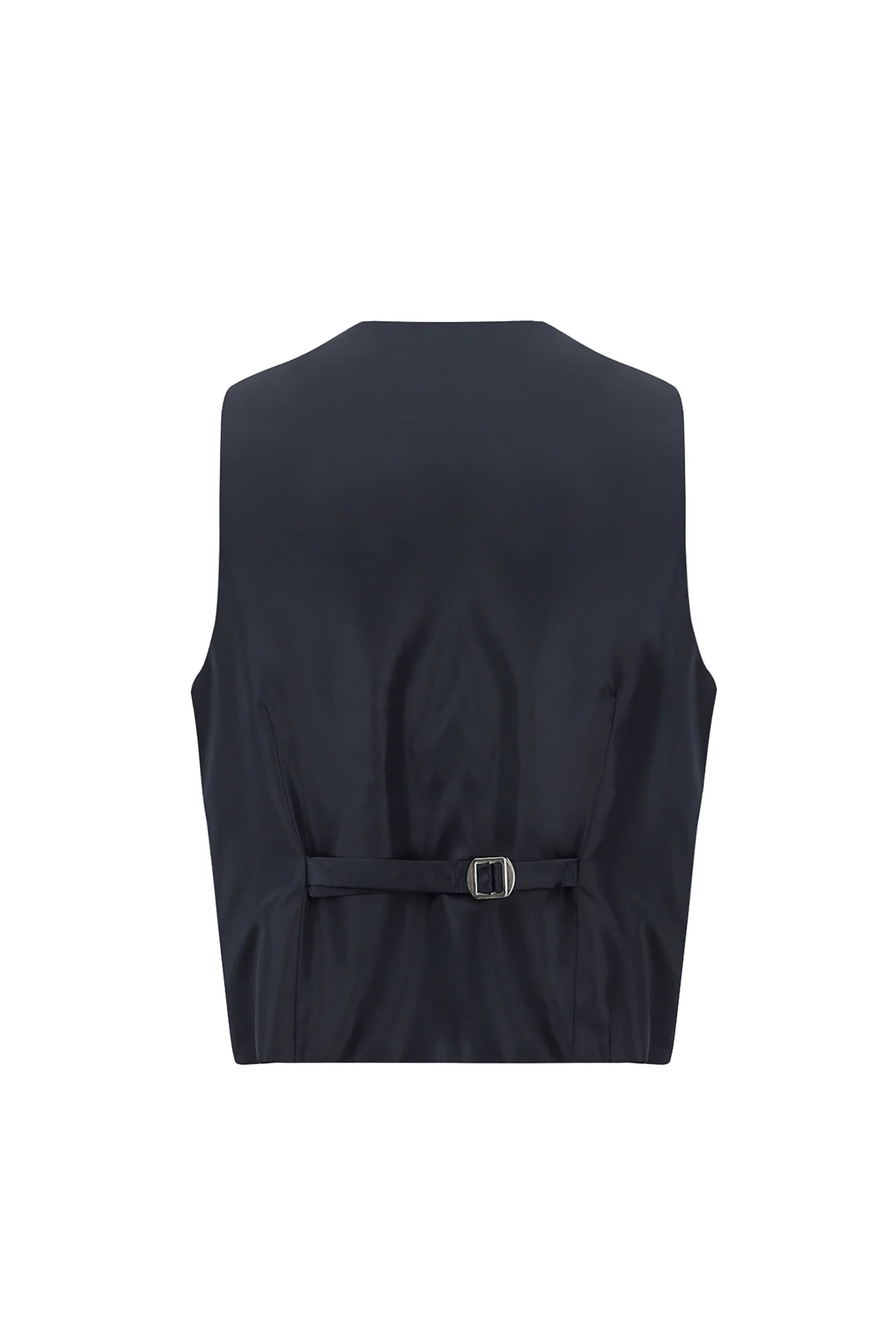 Orta Lacivert 7 Drop Slim Fit Dar Kesim Mono Yaka Yelekli Smokin & Damatlık - Image 5