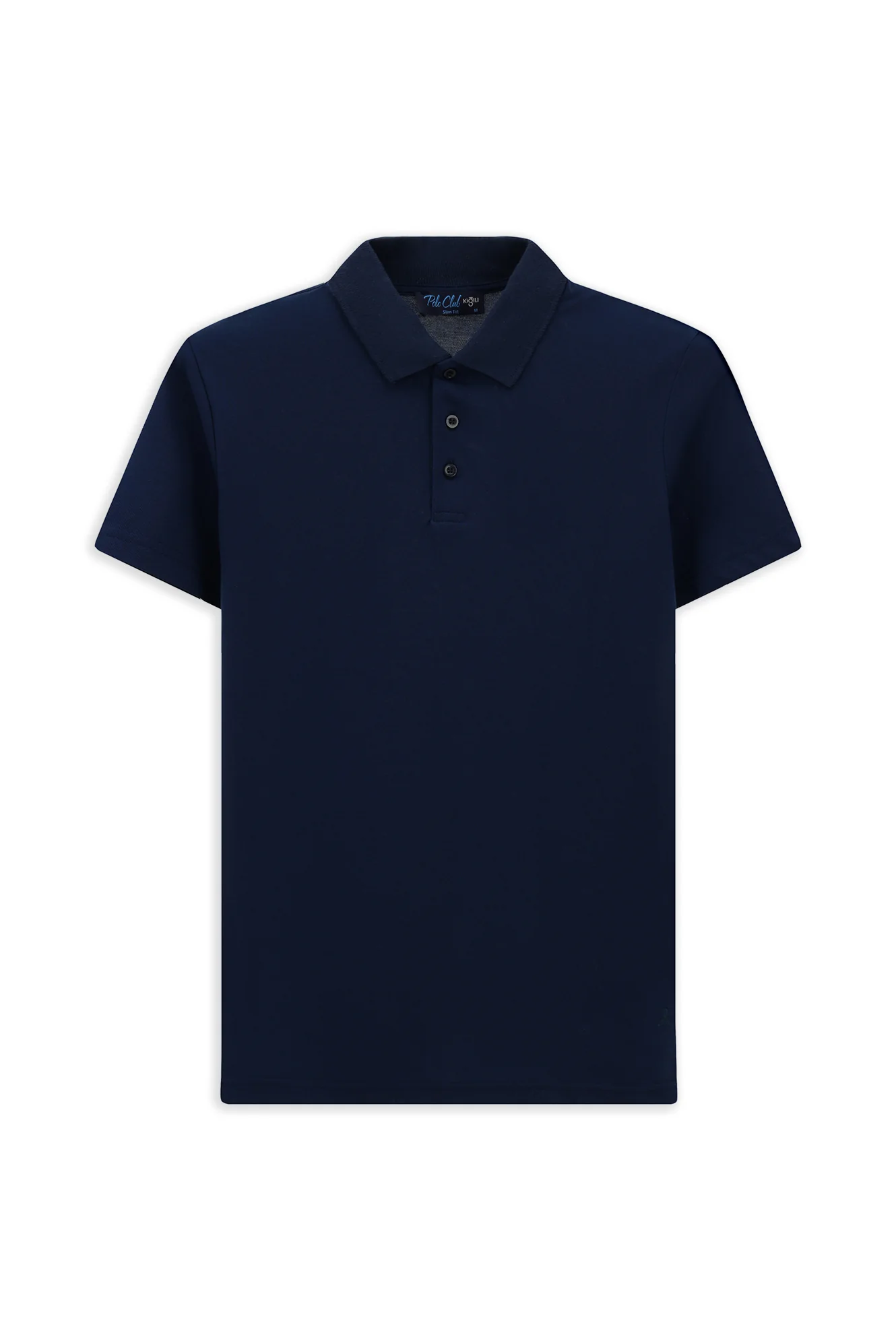Orta Lacivert Slim Fit Dar Kesim Nakışlı Pamuklu Polo Yaka Tişört - Image 7