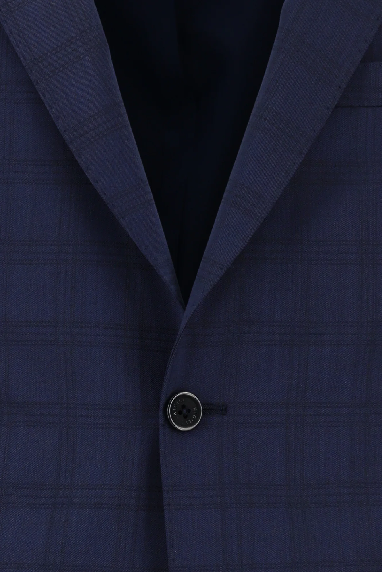 Orta Lacivert 7 Drop Slim Fit Dar Kesim Yünlü Ekose Takım Elbise - Image 4