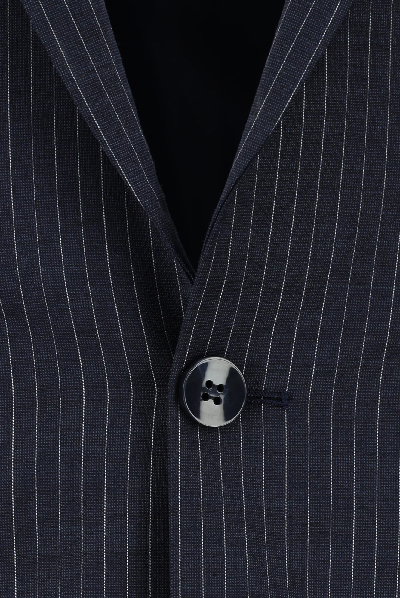 Orta Lacivert 7 Drop Slim Fit Dar Kesim Yünlü Çizgili Takım Elbise - Image 4