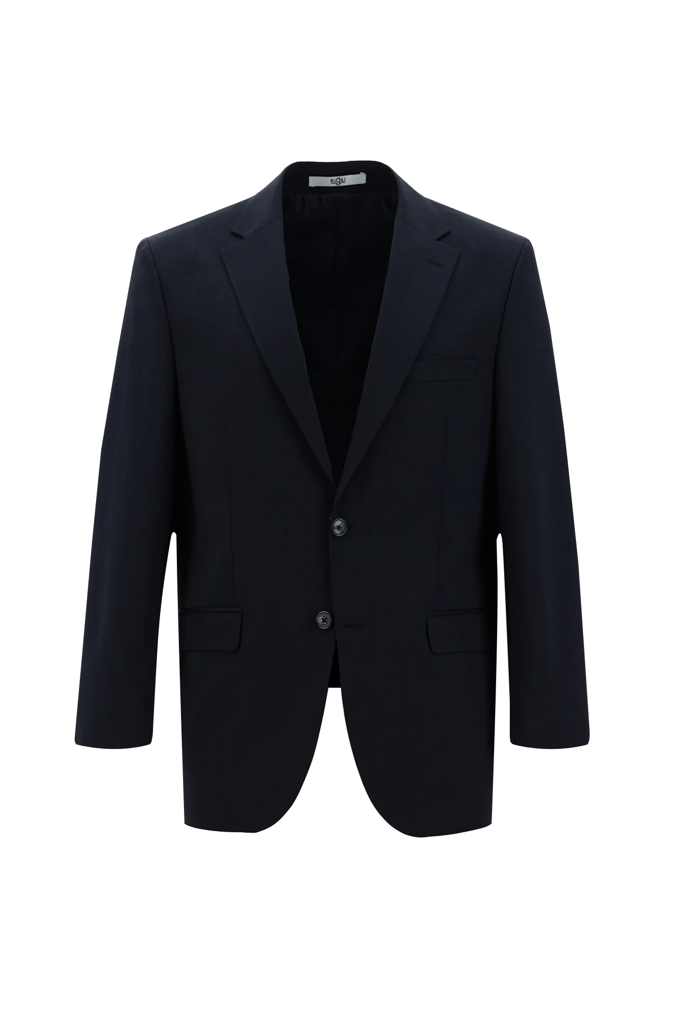 Orta Lacivert 7 Drop Slim Fit Dar Kesim Yünlü Desenli Takım Elbise - Image 2
