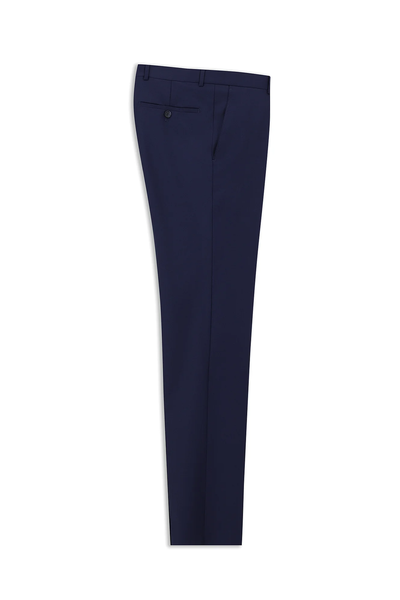 Orta Lacivert 7 Drop Slim Fit Dar Kesim Yünlü Klasik Kumaş Pantolon - Image 7