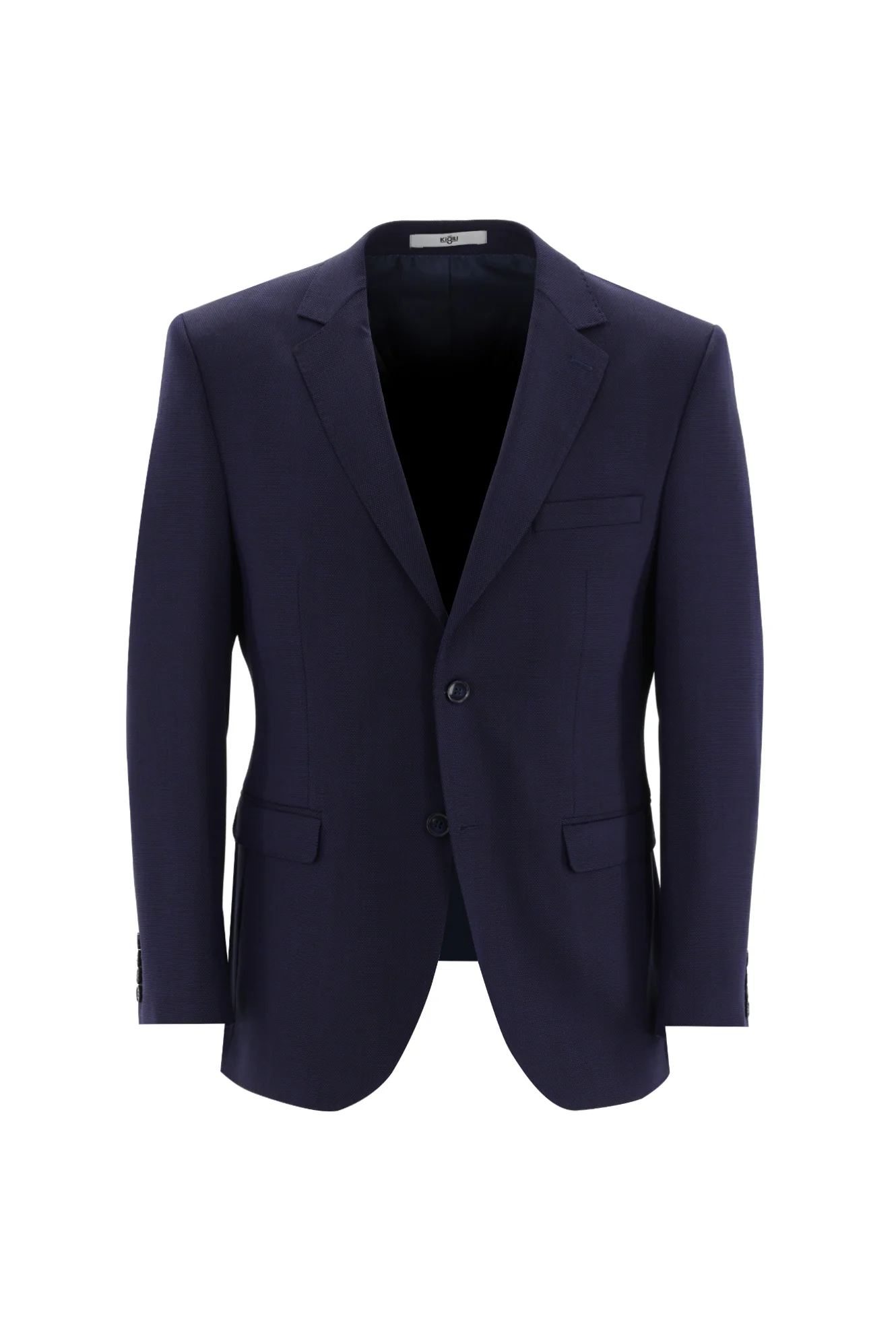 Orta Lacivert 7 Drop Slim Fit Dar Kesim Yünlü  Kuşgözü Takım Elbise - Image 2