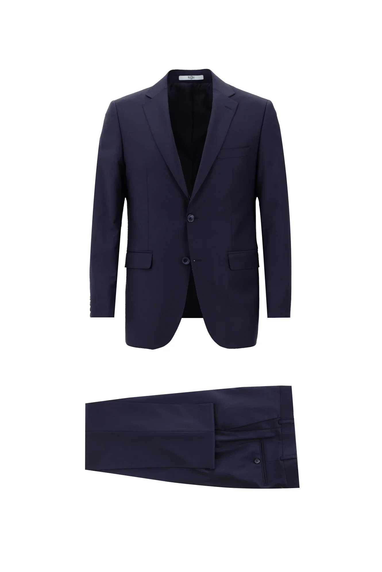 Orta Lacivert 7 Drop Slim Fit Dar Kesim Yünlü Takım Elbise