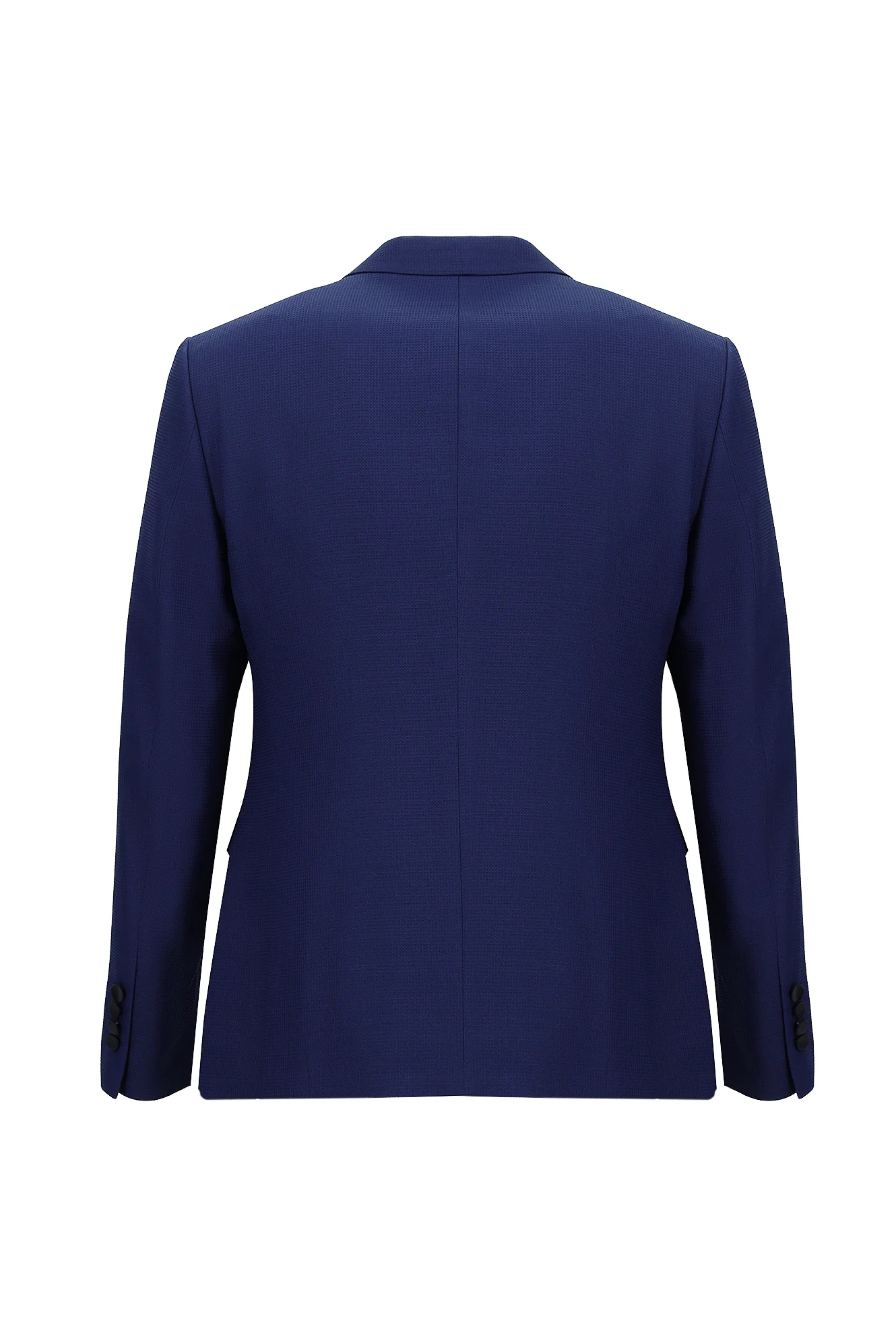 Orta Lacivert 7 Drop Slim Fit Dar Kesim Yünlü Mono Yaka Yelekli Smokin & Damatlık - Image 3