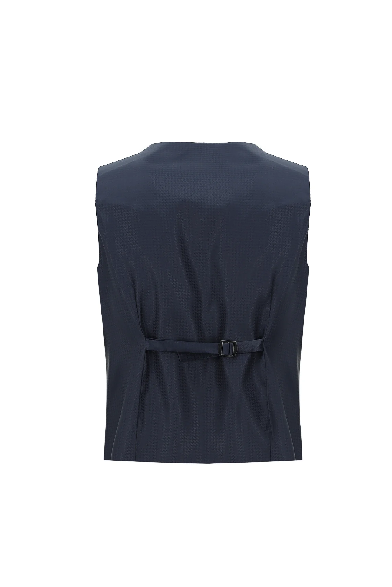 Orta Lacivert 7 Drop Slim Fit Dar Kesim Yünlü Mono Yaka Yelekli Smokin & Damatlık - Image 5