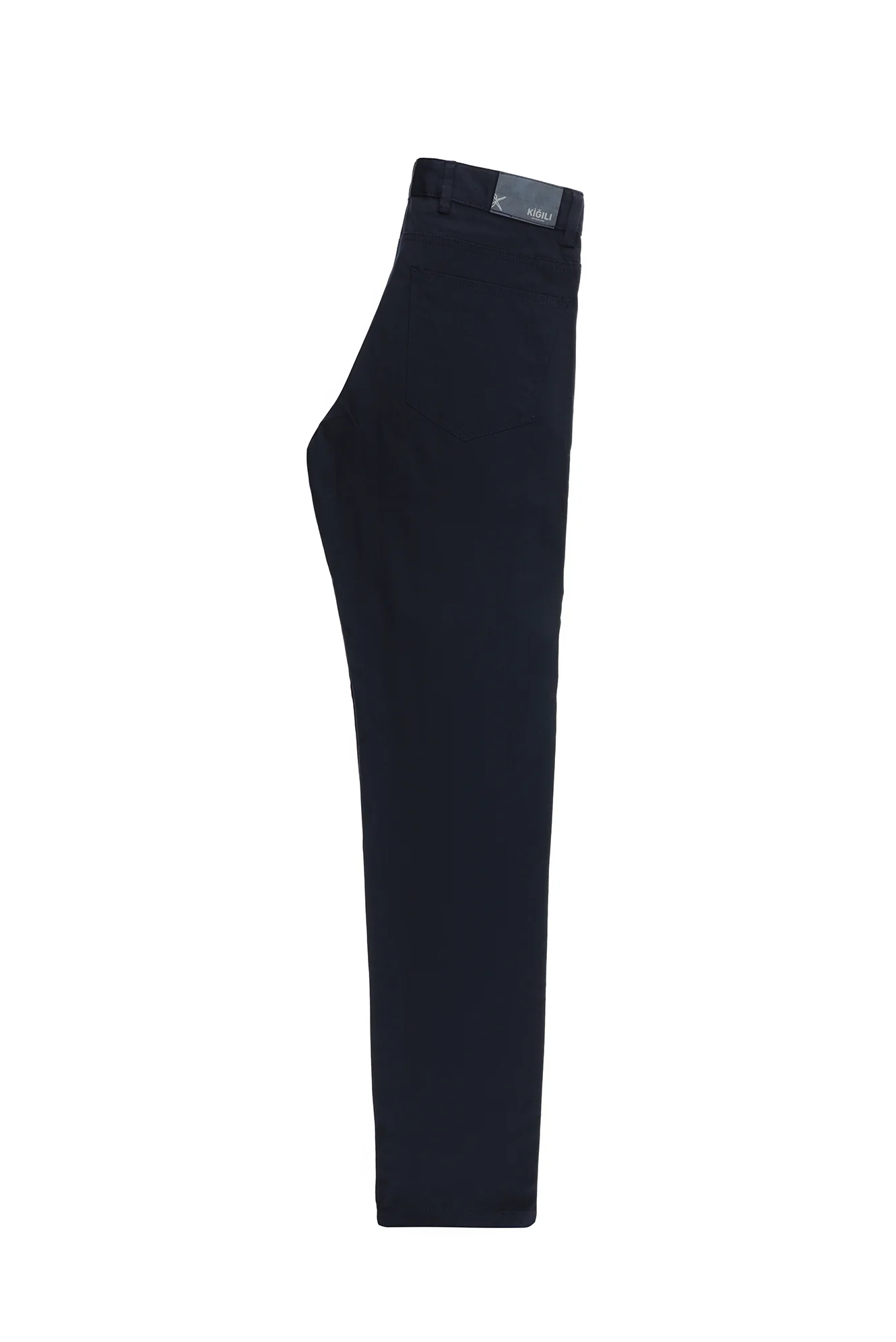 Orta Lacivert Slim Fit Dar Kesim Desenli Likralı Kanvas / Chino Pantolon - Image 4
