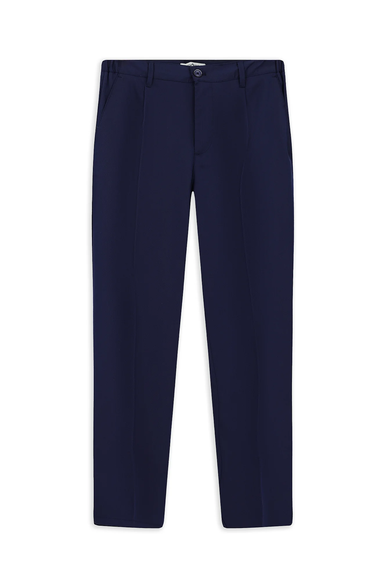 Orta Lacivert 7 Drop Slim Fit Dar Kesim Likralı Esnek Beli Lastikli Pileli Kanvas / Chino Pantolon