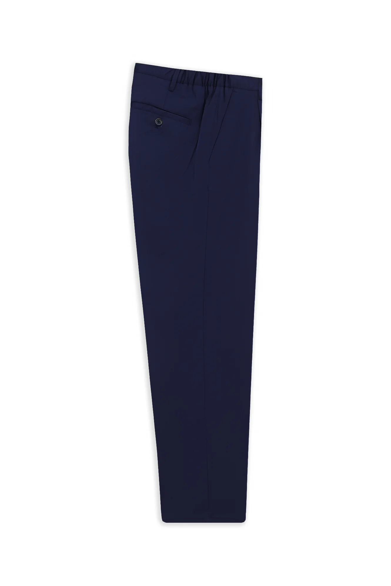 Orta Lacivert Straight Relaxed Fit Likralı Esnek Beli Lastikli Pileli Kanvas / Chino Pantolon - Image 2