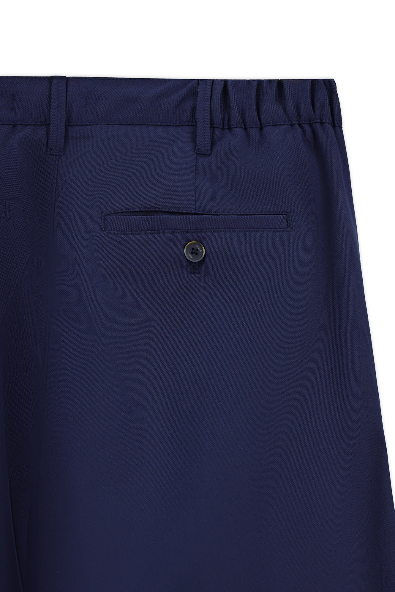 Orta Lacivert Straight Relaxed Fit Likralı Esnek Beli Lastikli Pileli Kanvas / Chino Pantolon - Image 4