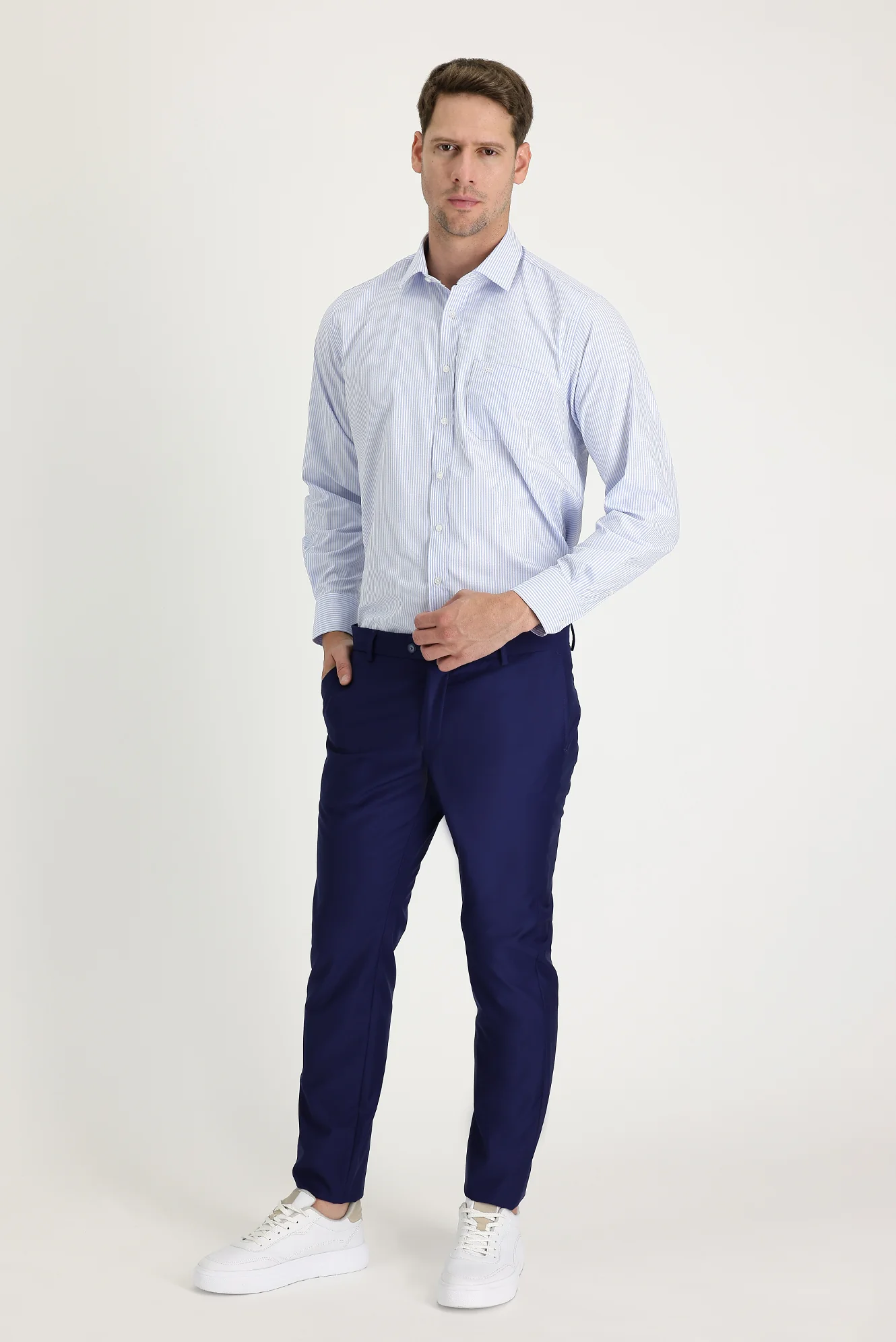 Orta Lacivert Super Slim Fit Ekstra Dar Kesim Klasik Kumaş Pantolon
