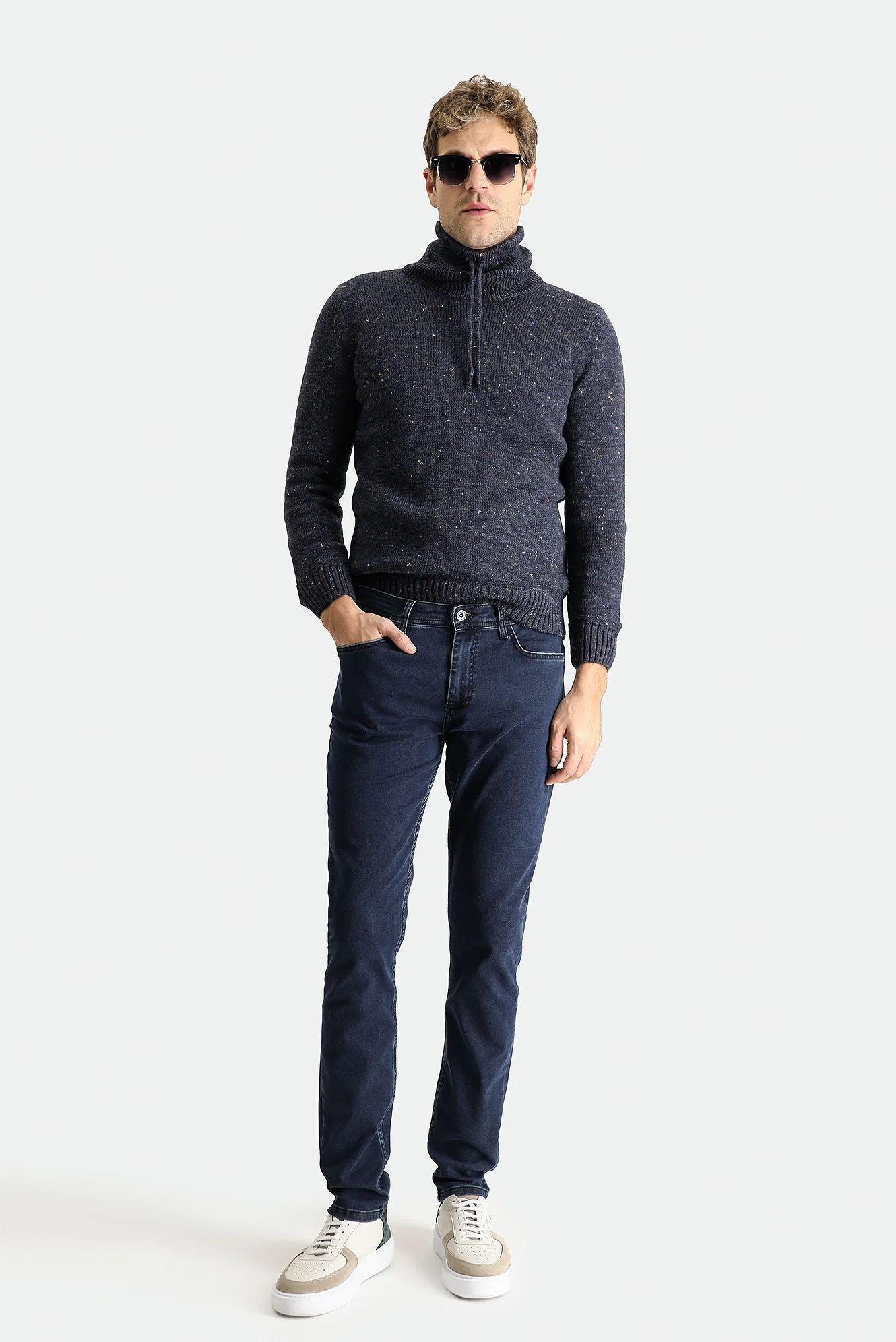 Orta Lacivert Super Slim Fit Eksra Dar Kesim Likralı Denim Pantolon - Image 2