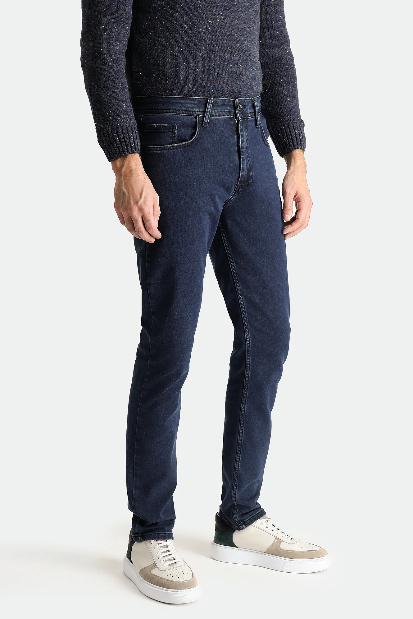 Orta Lacivert Super Slim Fit Eksra Dar Kesim Likralı Denim Pantolon - Image 3