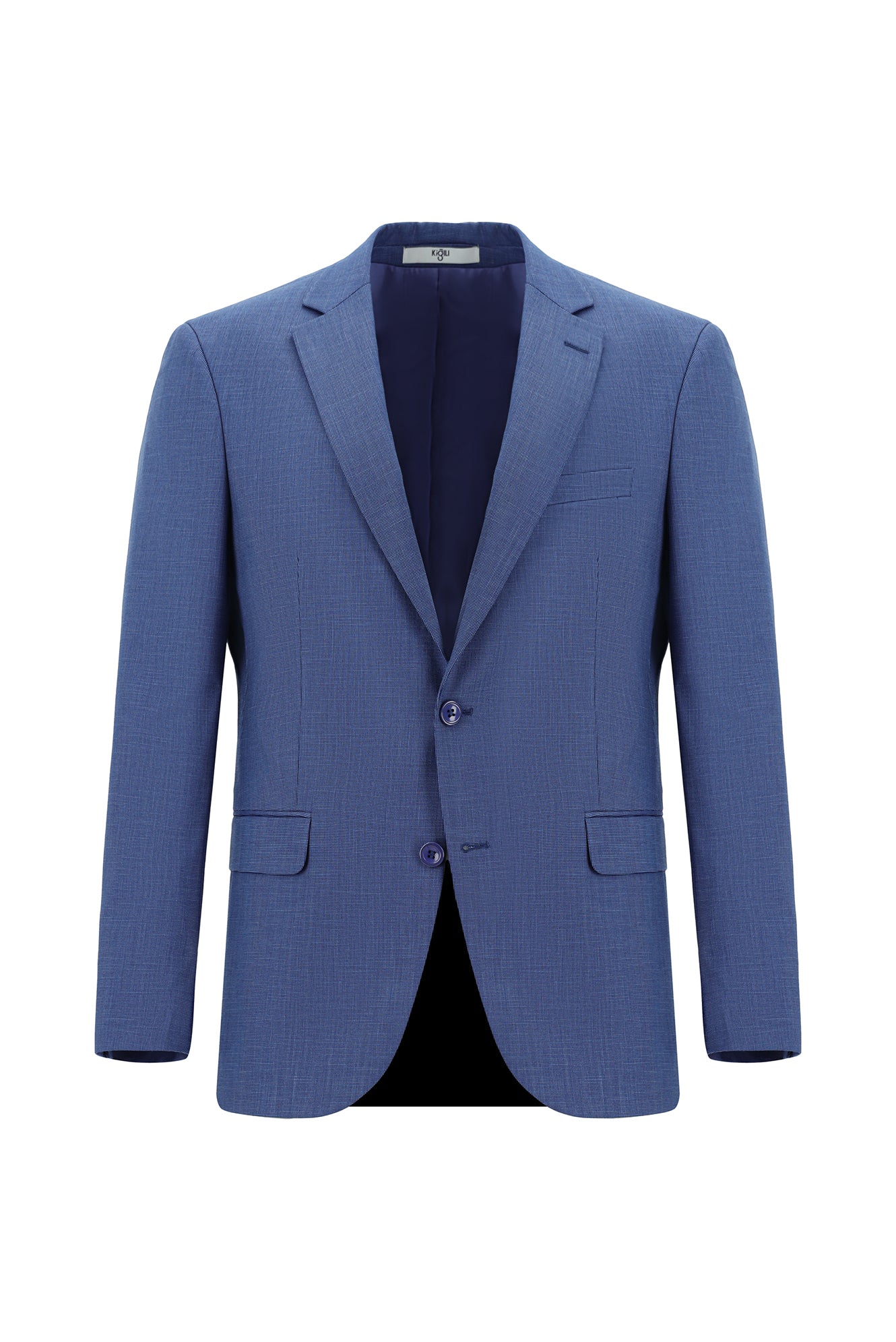 Orta Lacivert 7 Drop Super Slim Fit Eksra Dar Kesim Desenli Takım Elbise - Image 2