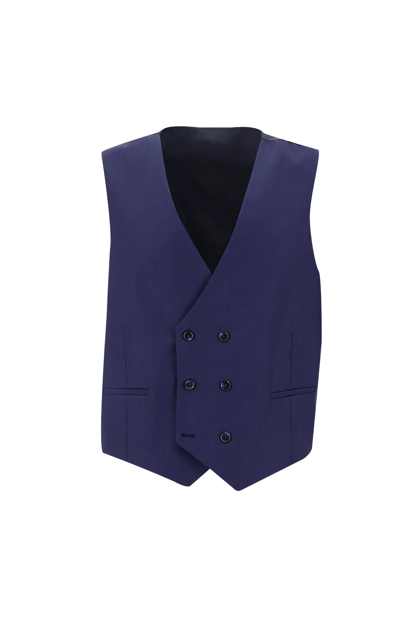 Orta Lacivert 7 Drop Super Slim Fit Eksra Dar Kesim Yelekli Takım Elbise - Image 4
