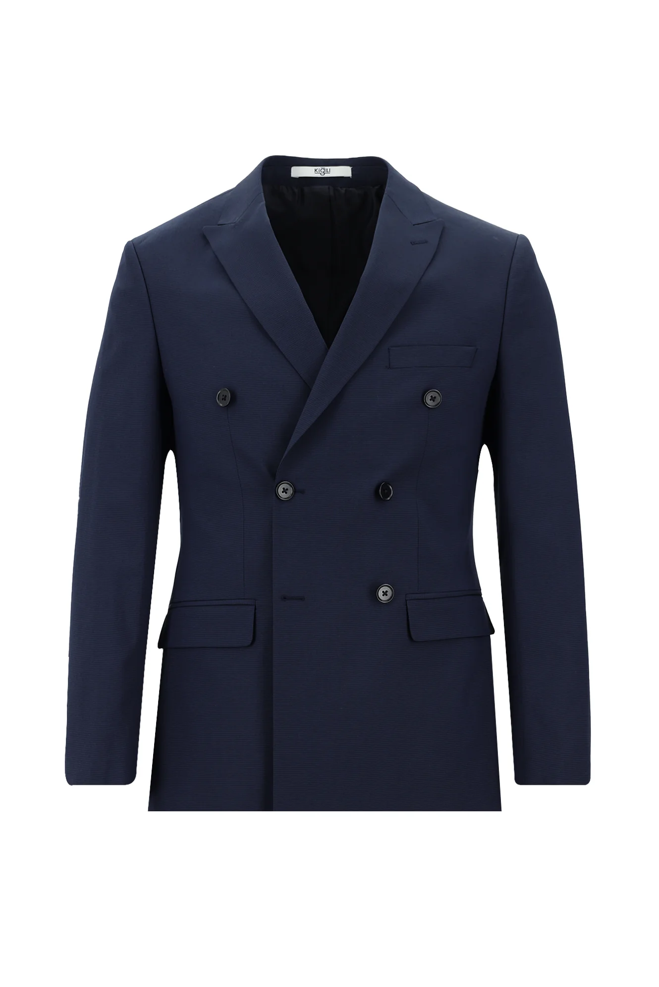 Orta Lacivert 7 Drop Super Slim Fit Eksra Dar Kesim Kruvaze Çizgili Takım Elbise - Image 2
