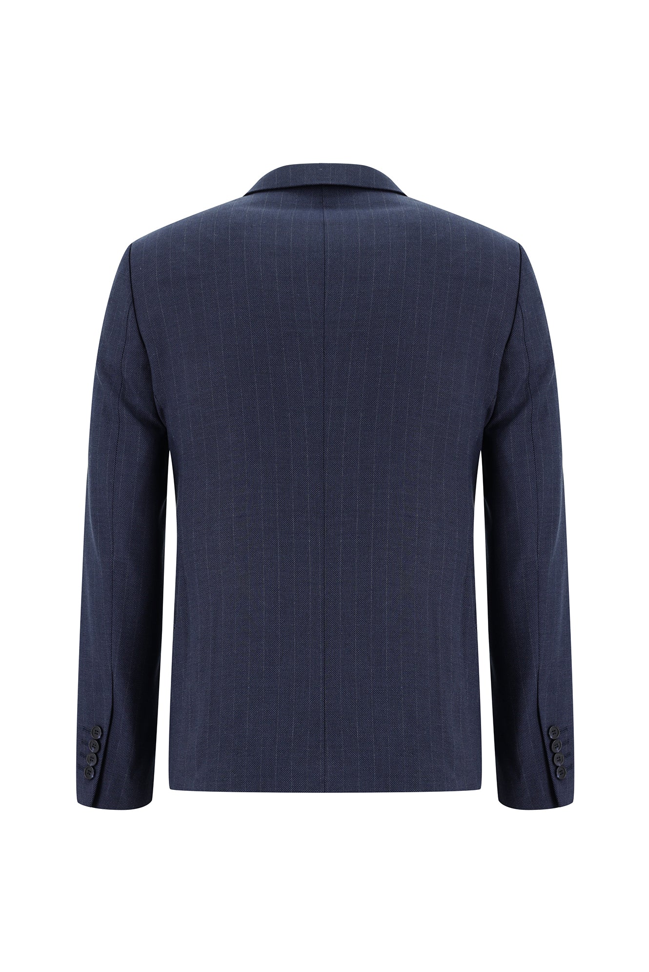 Orta Lacivert 7 Drop Super Slim Fit Eksra Dar Kesim Fit Kruvaze Çizgili Takım Elbise - Image 3