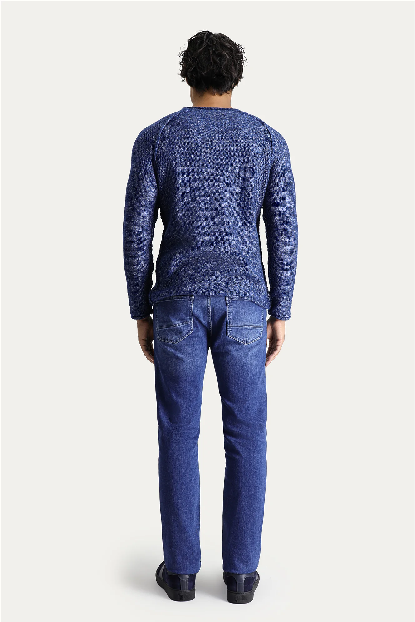 Orta Lacivert Super Slim Fit Eksra Dar Kesim Likralı Denim Pantolon - Image 3